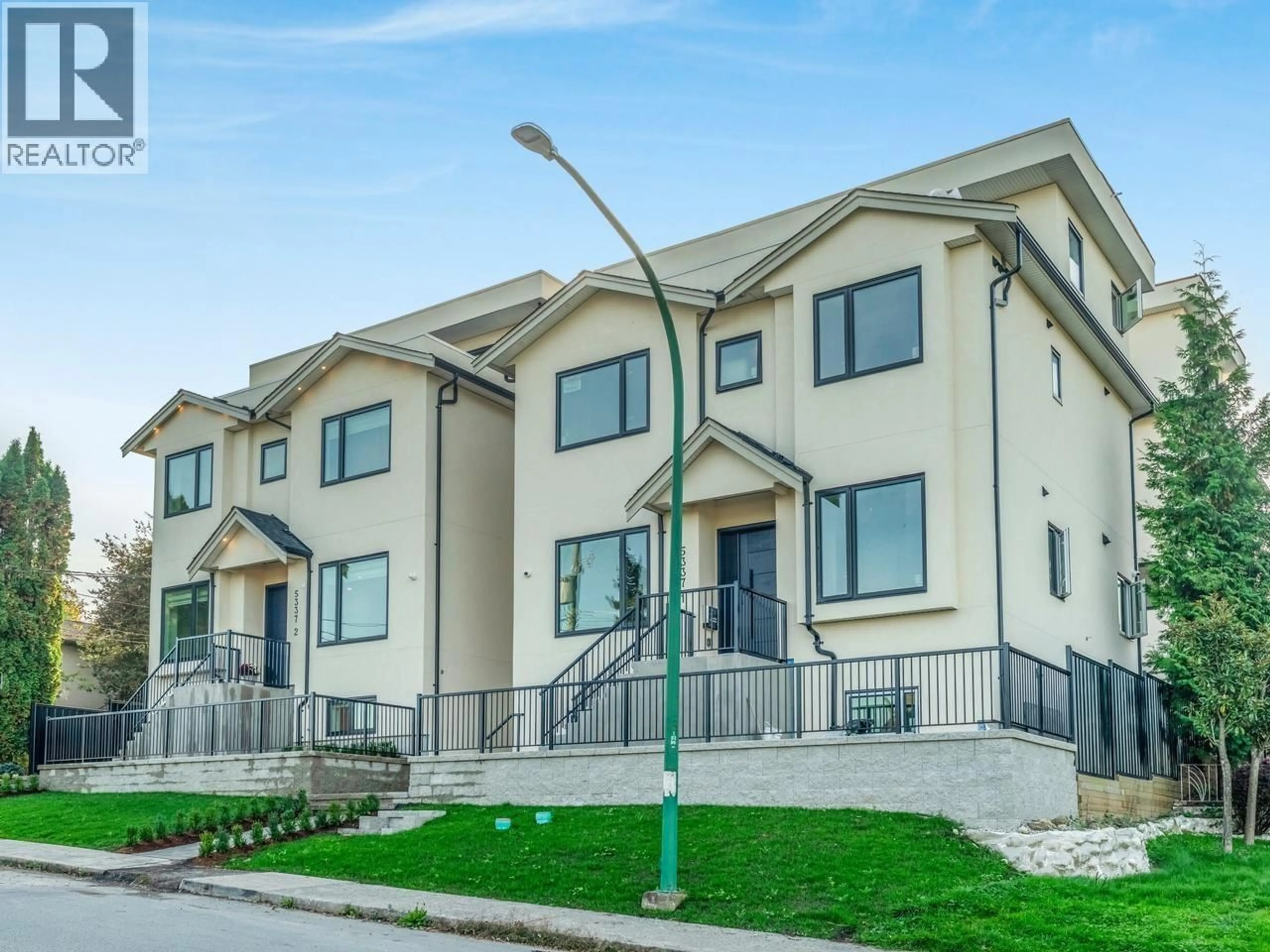 Home with vinyl exterior material, street for 2 - 5337 ELSOM AVENUE, Burnaby British Columbia V5H2Z4