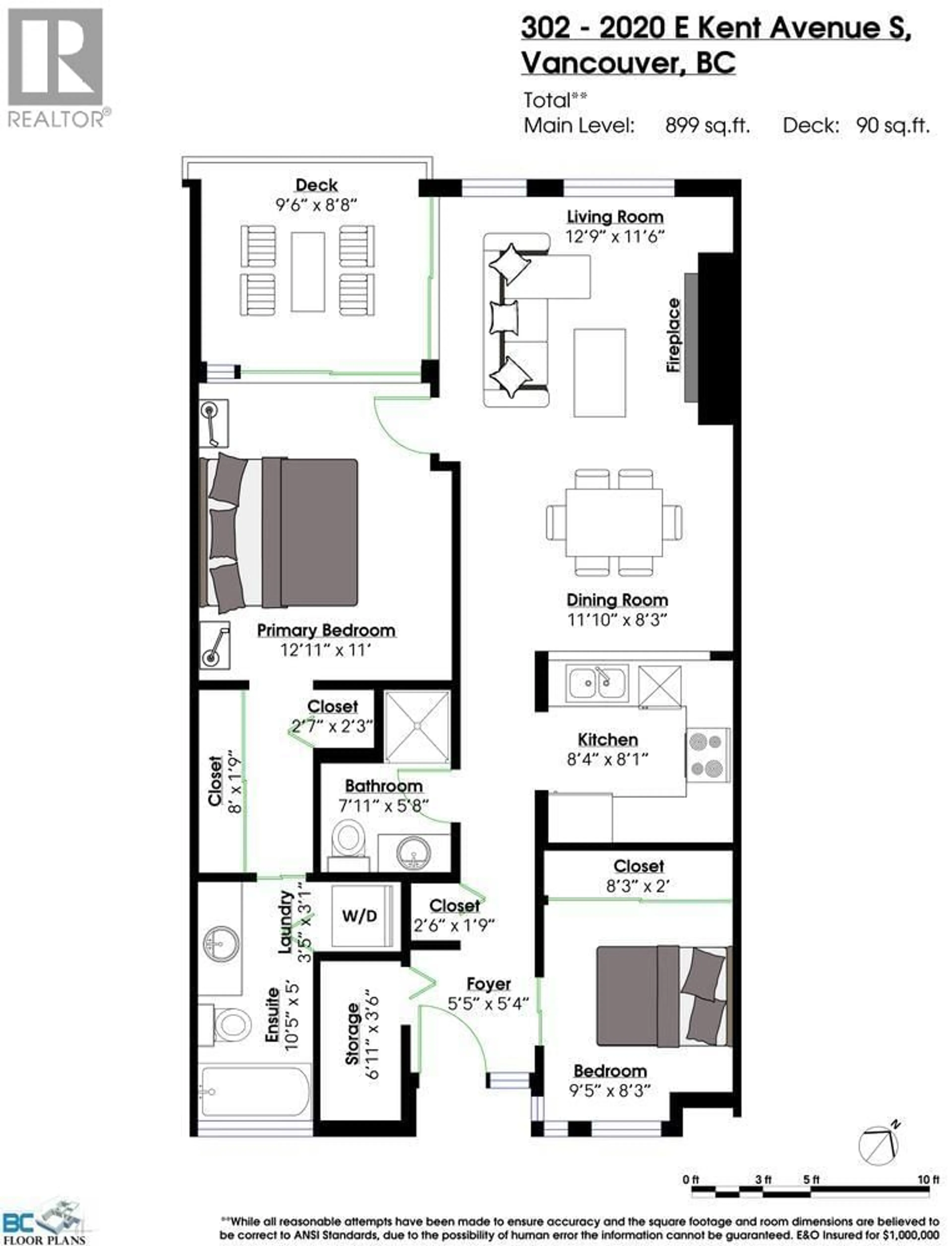 Floor plan for 302 - 2020 KENT AVENUE, Vancouver British Columbia V5P4X5