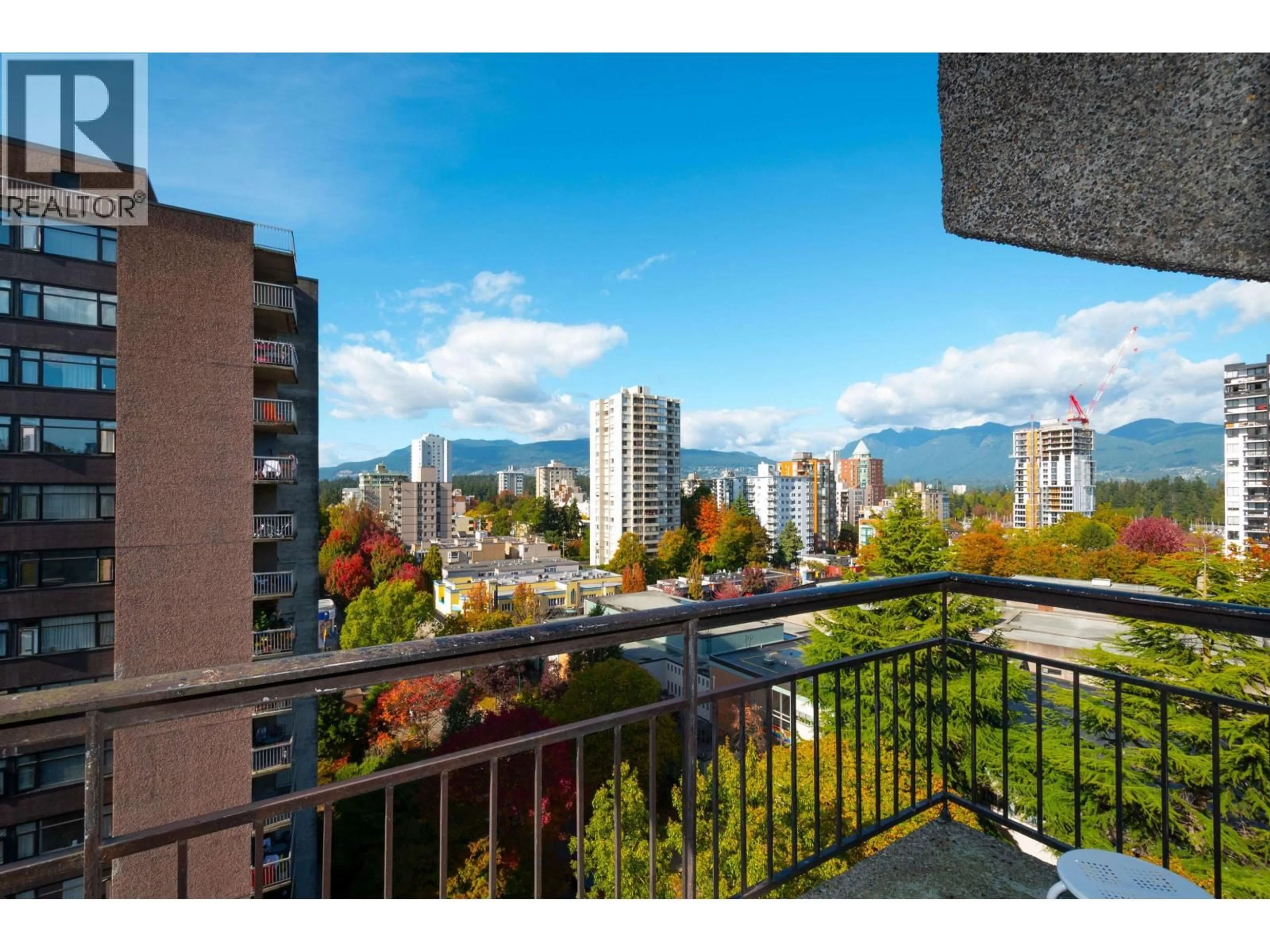 Balcony in the apartment, city buildings view from balcony for 1106 - 1720 BARCLAY STREET, Vancouver British Columbia V6G1K4
