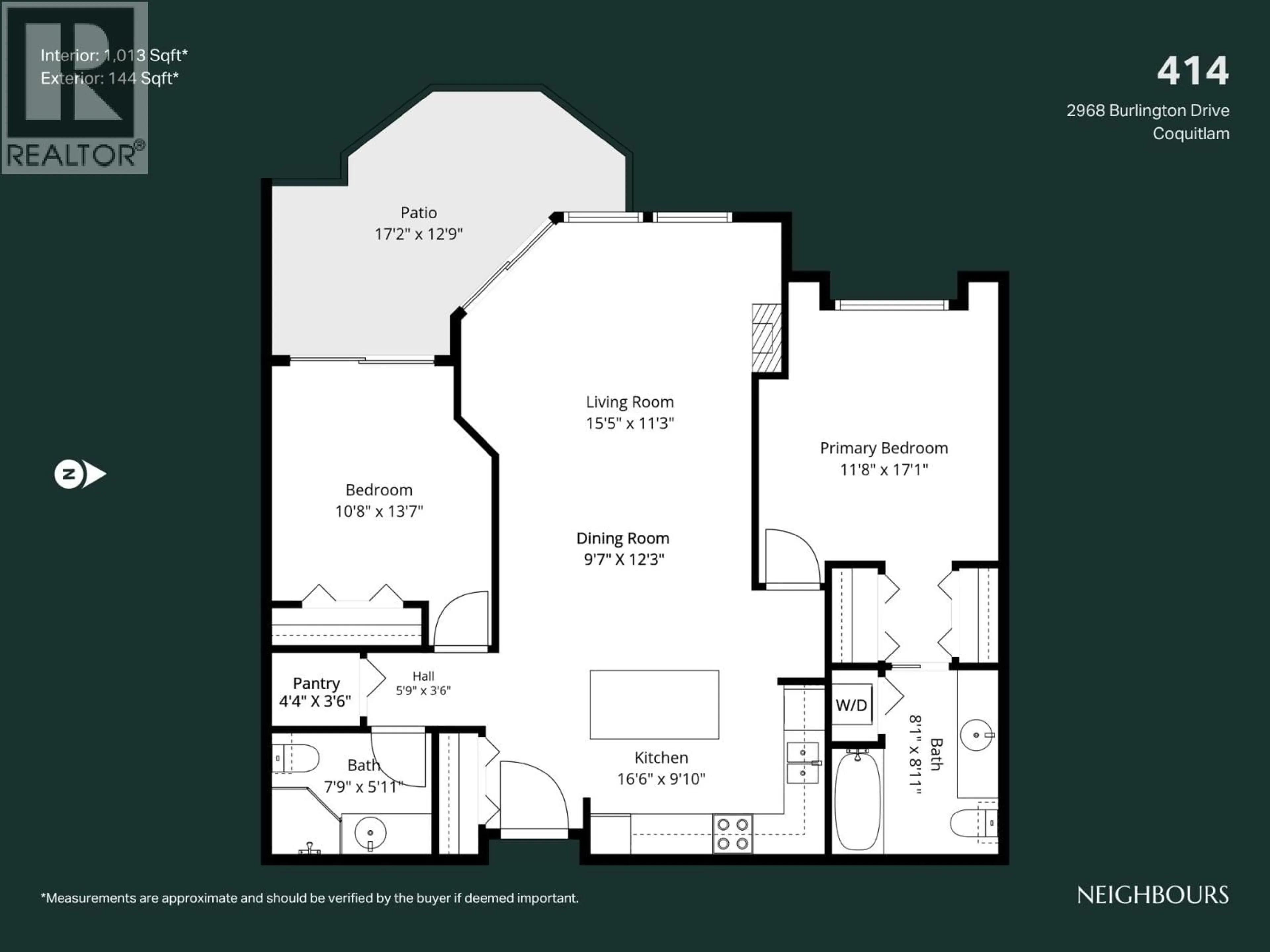Floor plan for 414 - 2968 BURLINGTON DRIVE, Coquitlam British Columbia V3B7N4