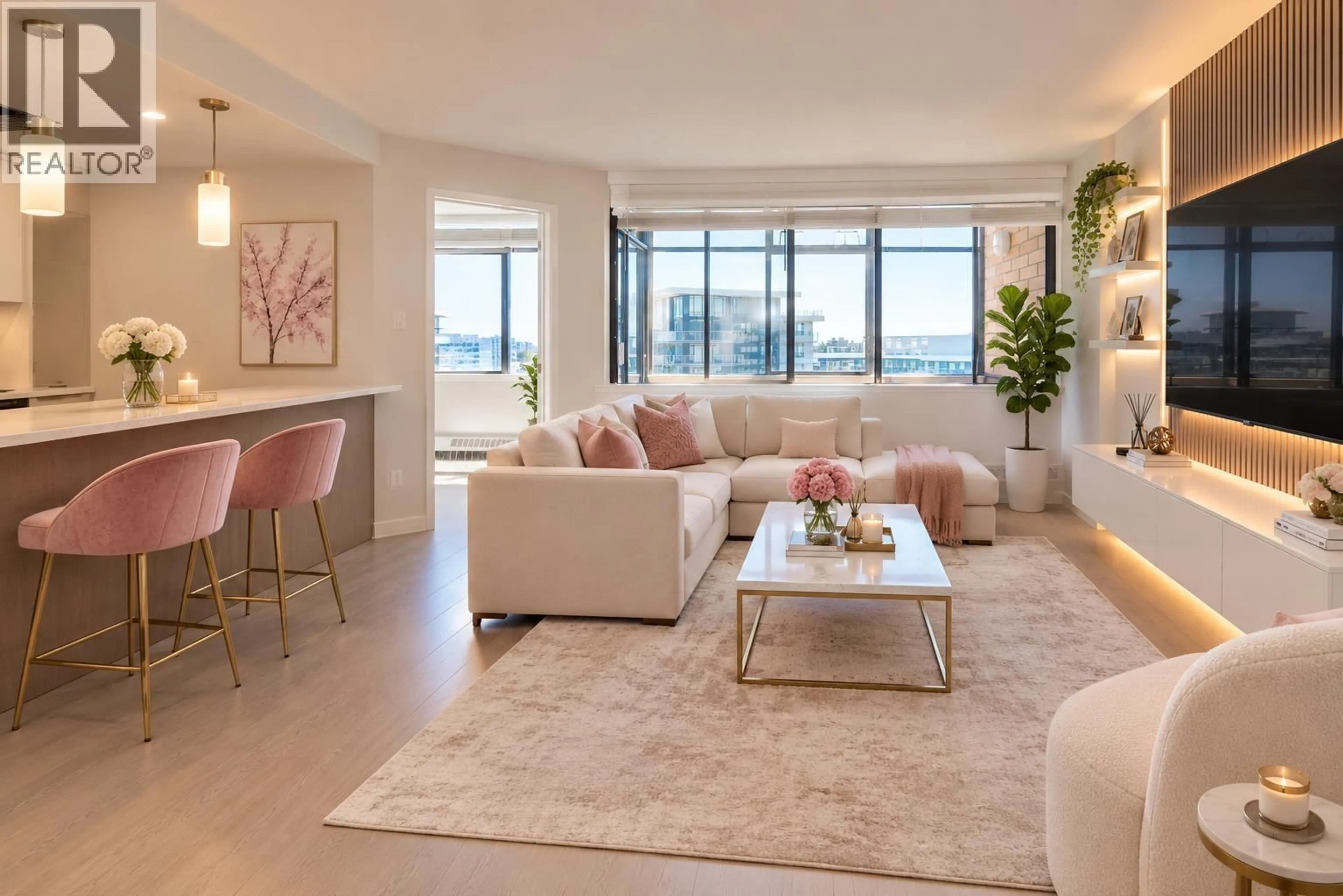 Living room with furniture, unknown for 1504 - 6631 MINORU BOULEVARD, Richmond British Columbia V6Y1Z1