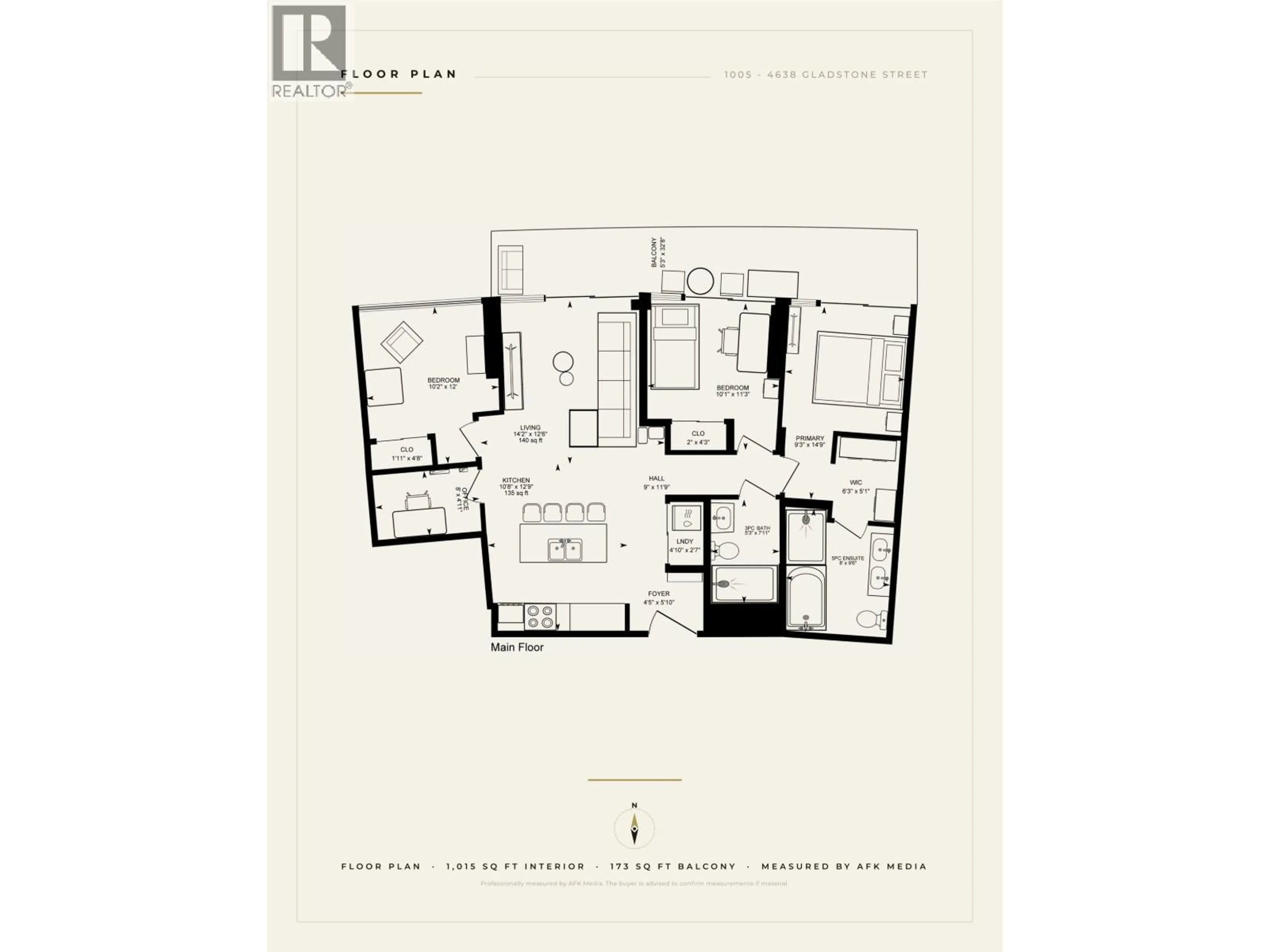 Floor plan for 1005 - 4638 GLADSTONE STREET, Vancouver British Columbia V5N0G5