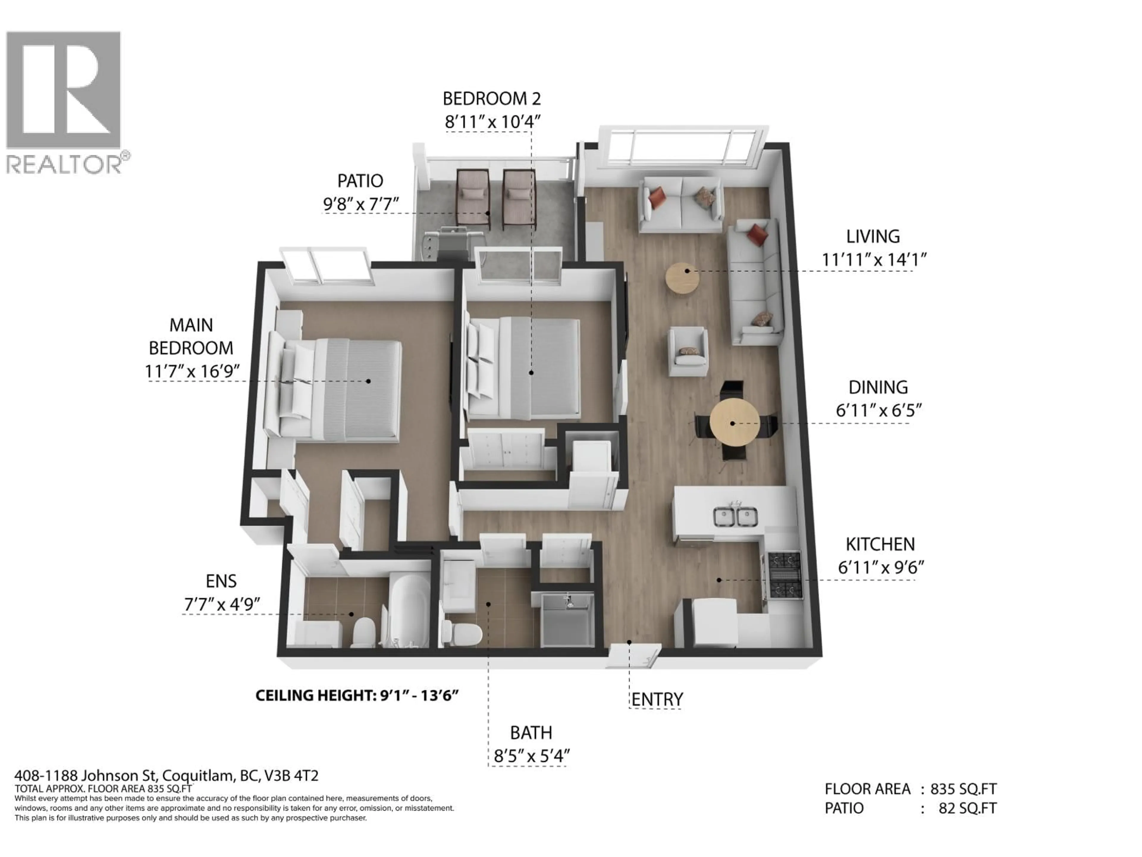 Floor plan for 408 - 1188 JOHNSON STREET, Coquitlam British Columbia V3B0H7