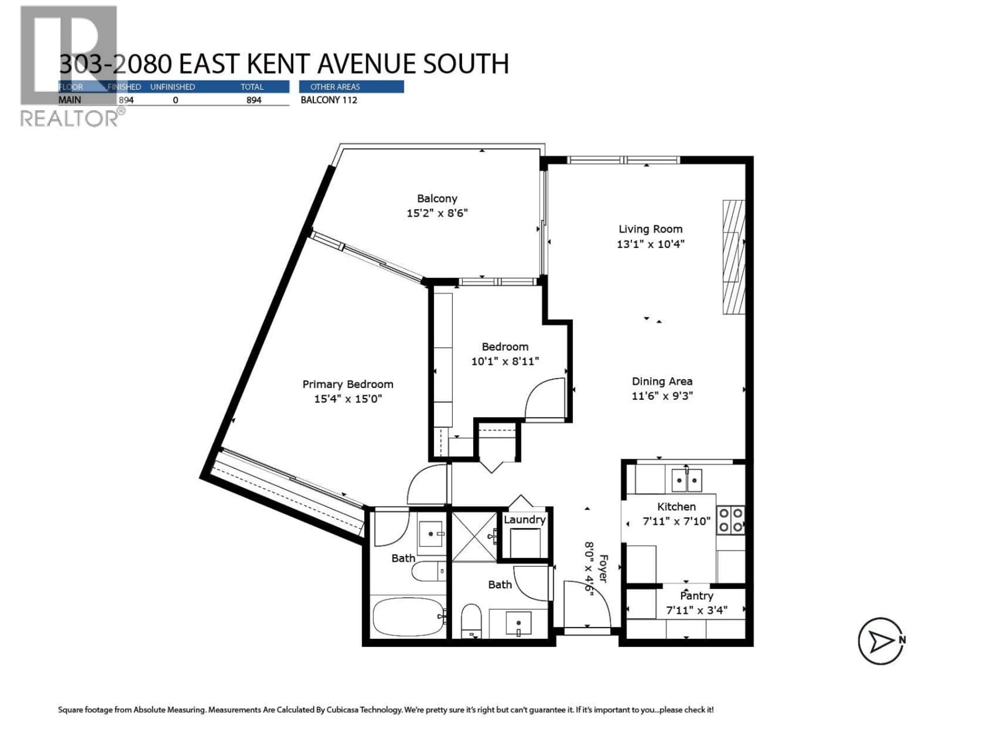 Floor plan for 303 - 2080 KENT AVENUE SOUTH, Vancouver British Columbia V5P4X2