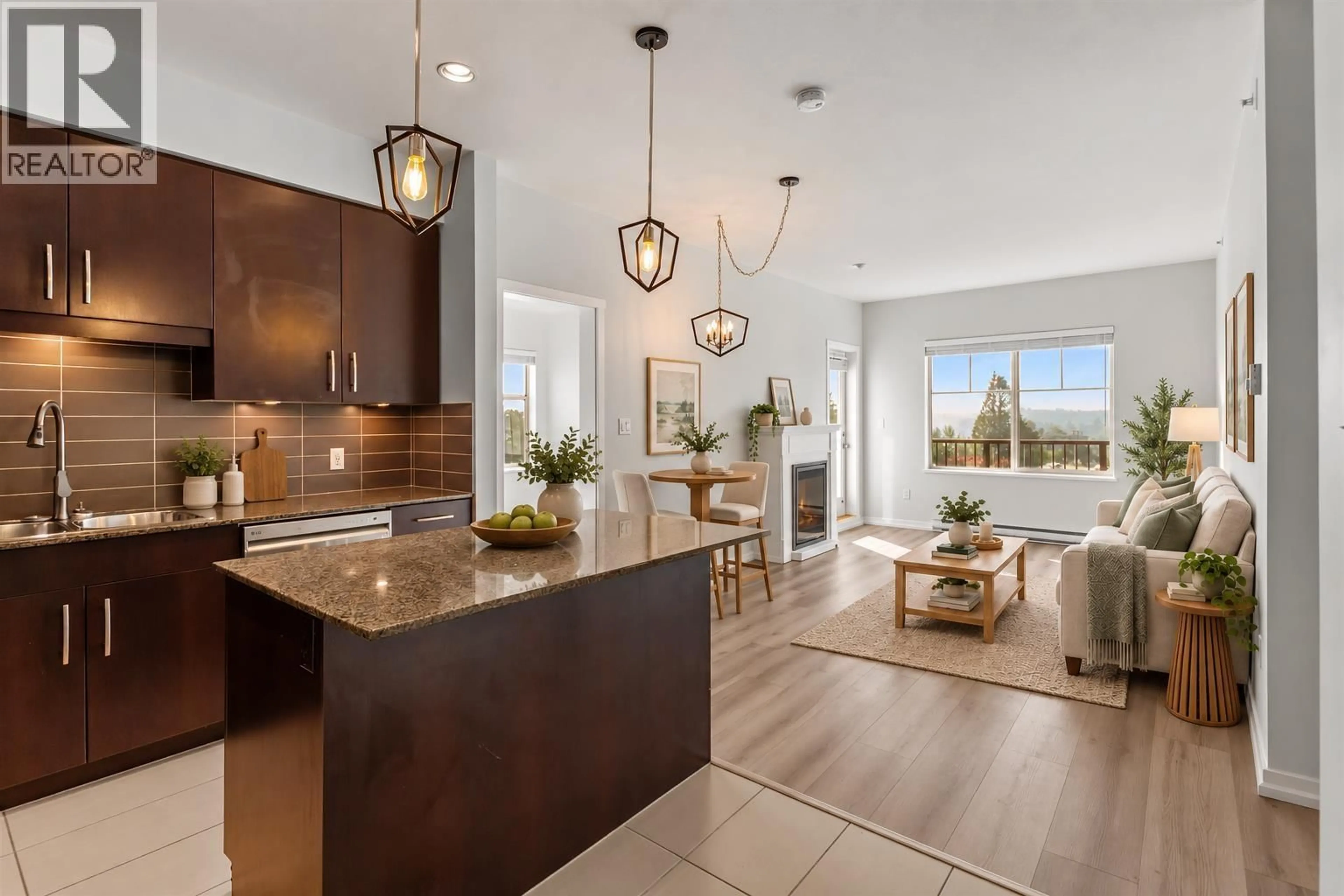 Open concept kitchen, ceramic/tile floor for 406 - 22290 NORTH AVENUE, Maple Ridge British Columbia V2X8Z8