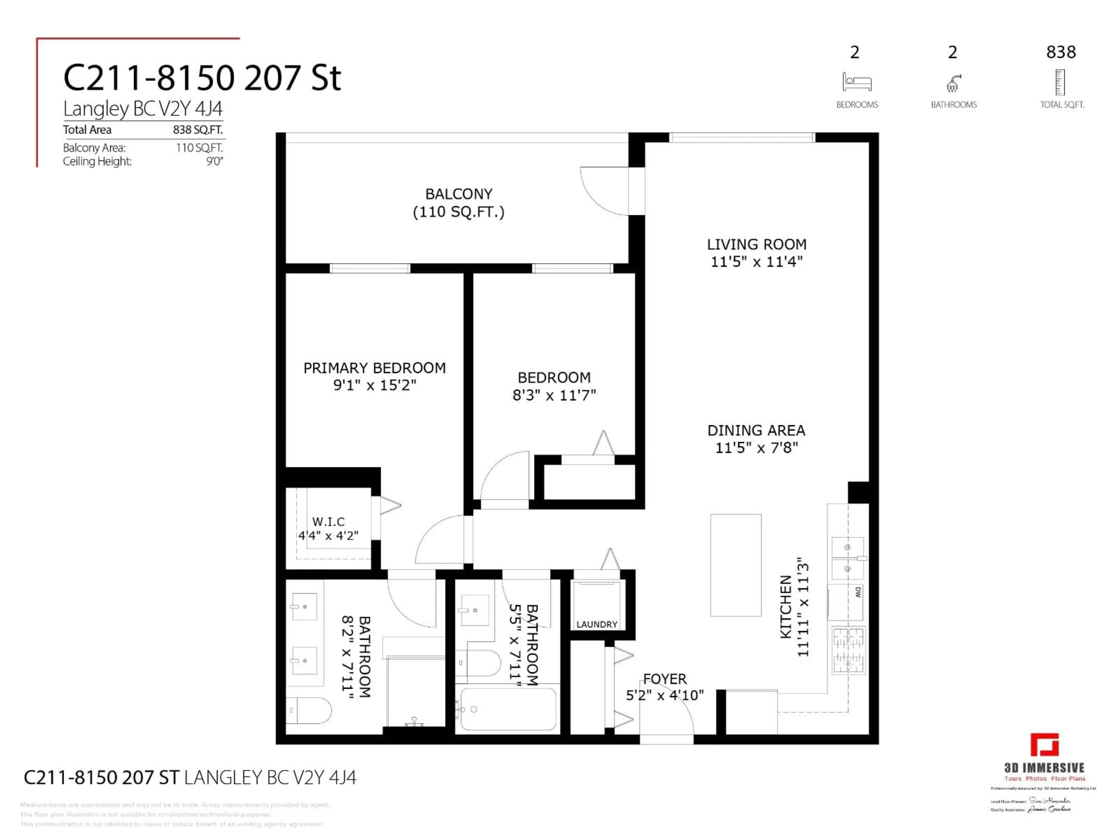 Floor plan for C211 - 8150 207 STREET, Langley British Columbia V2Y4J4