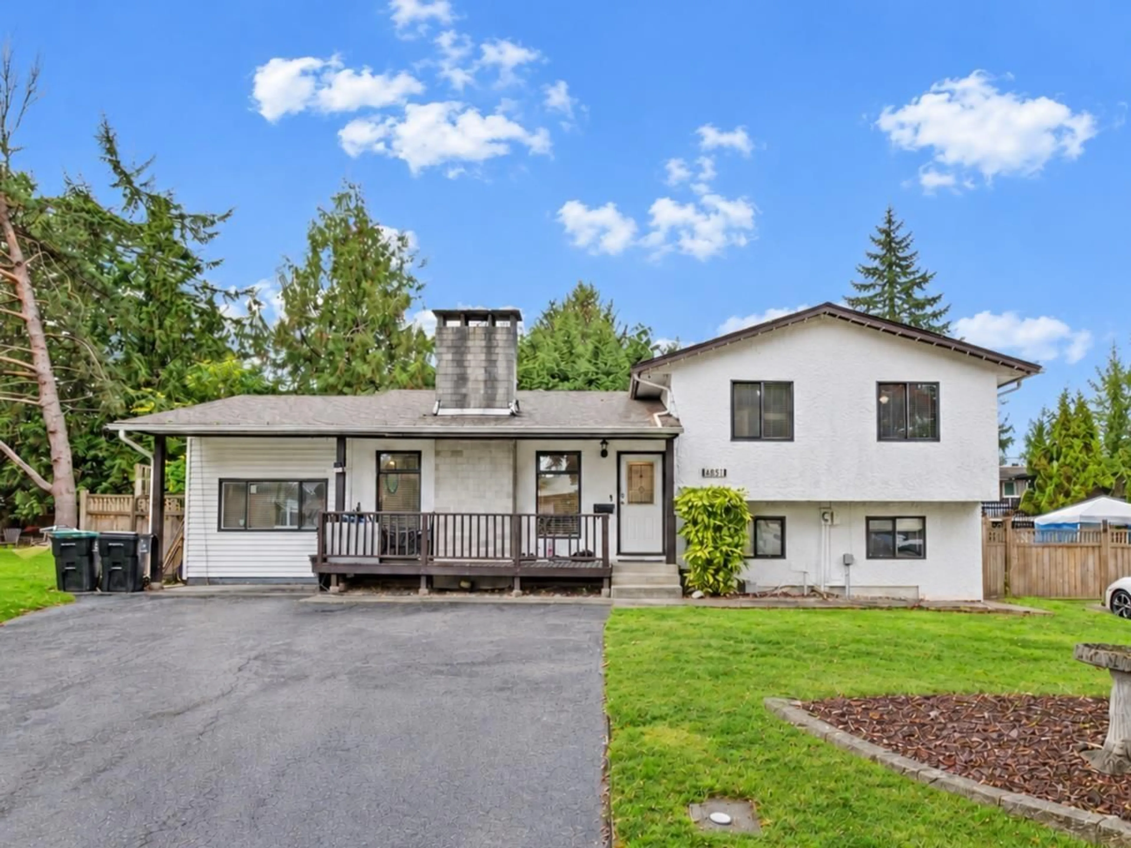 Home with vinyl exterior material, street for 4851 206 STREET, Langley British Columbia V3A2C1