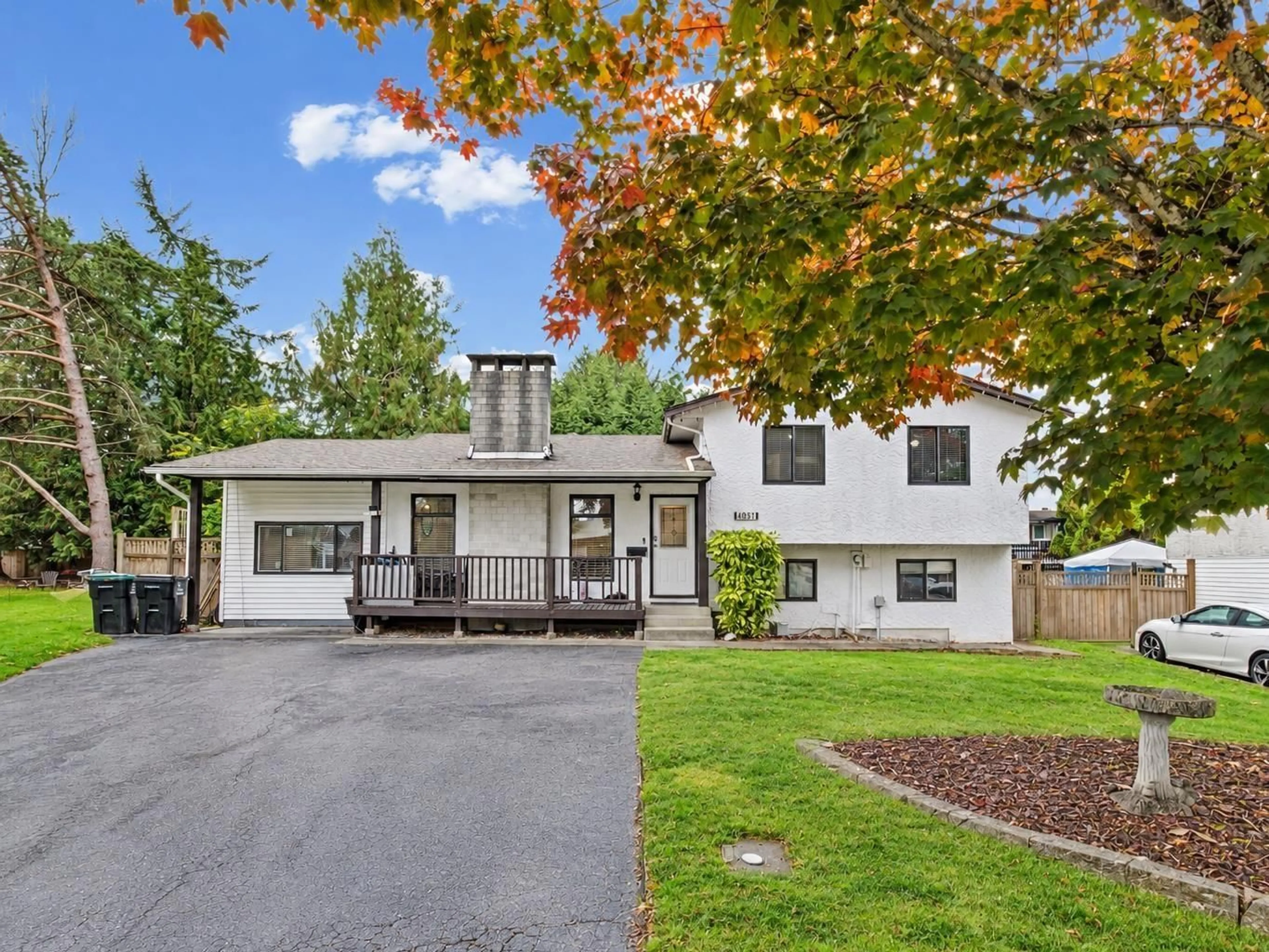 Home with vinyl exterior material, street for 4851 206 STREET, Langley British Columbia V3A2C1