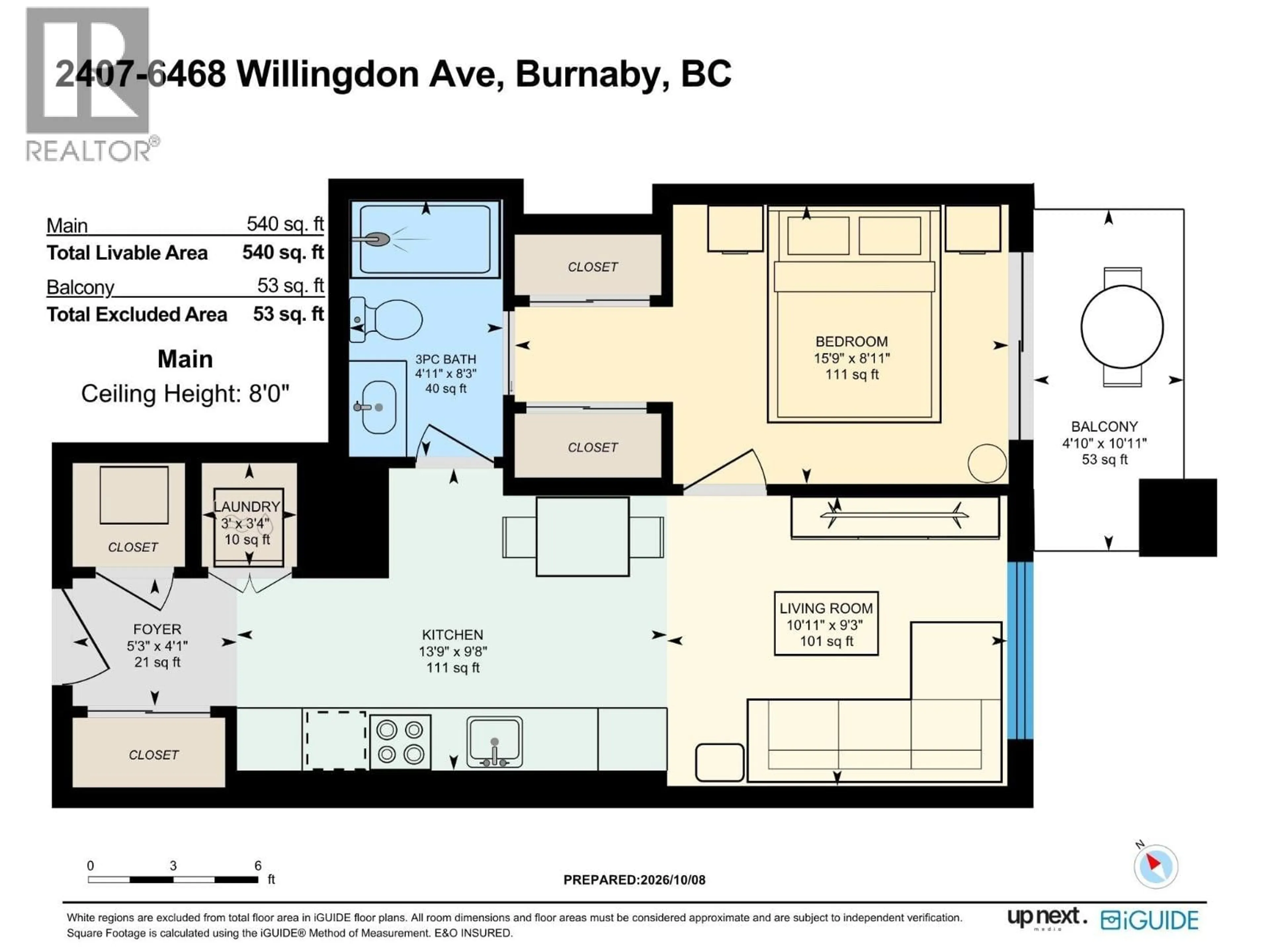 Floor plan for 2407 - 6468 WILLINGDON AVENUE, Burnaby British Columbia V5H0L3