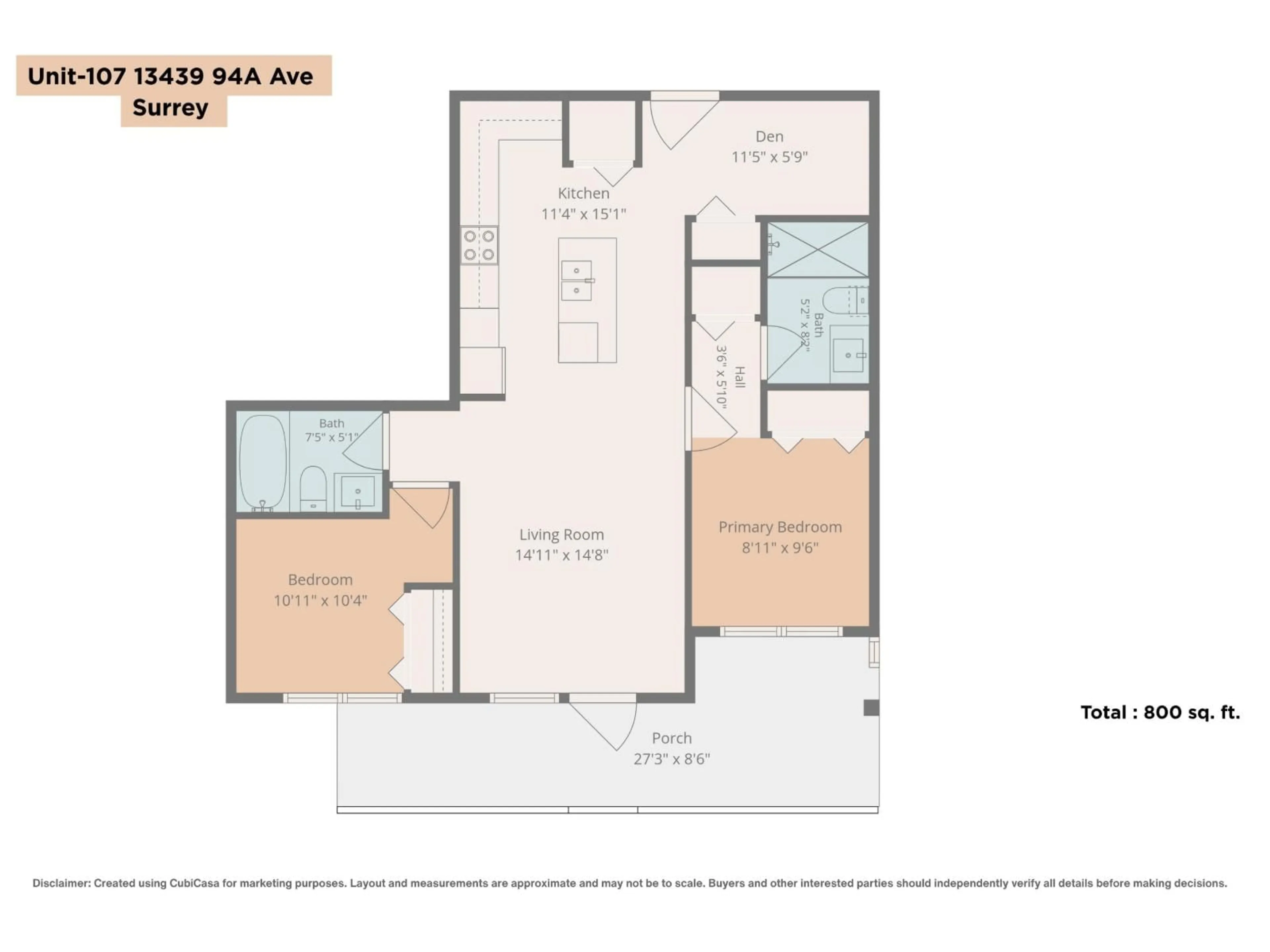Floor plan for 107 - 13439 94A AVENUE, Surrey British Columbia V3V0G9