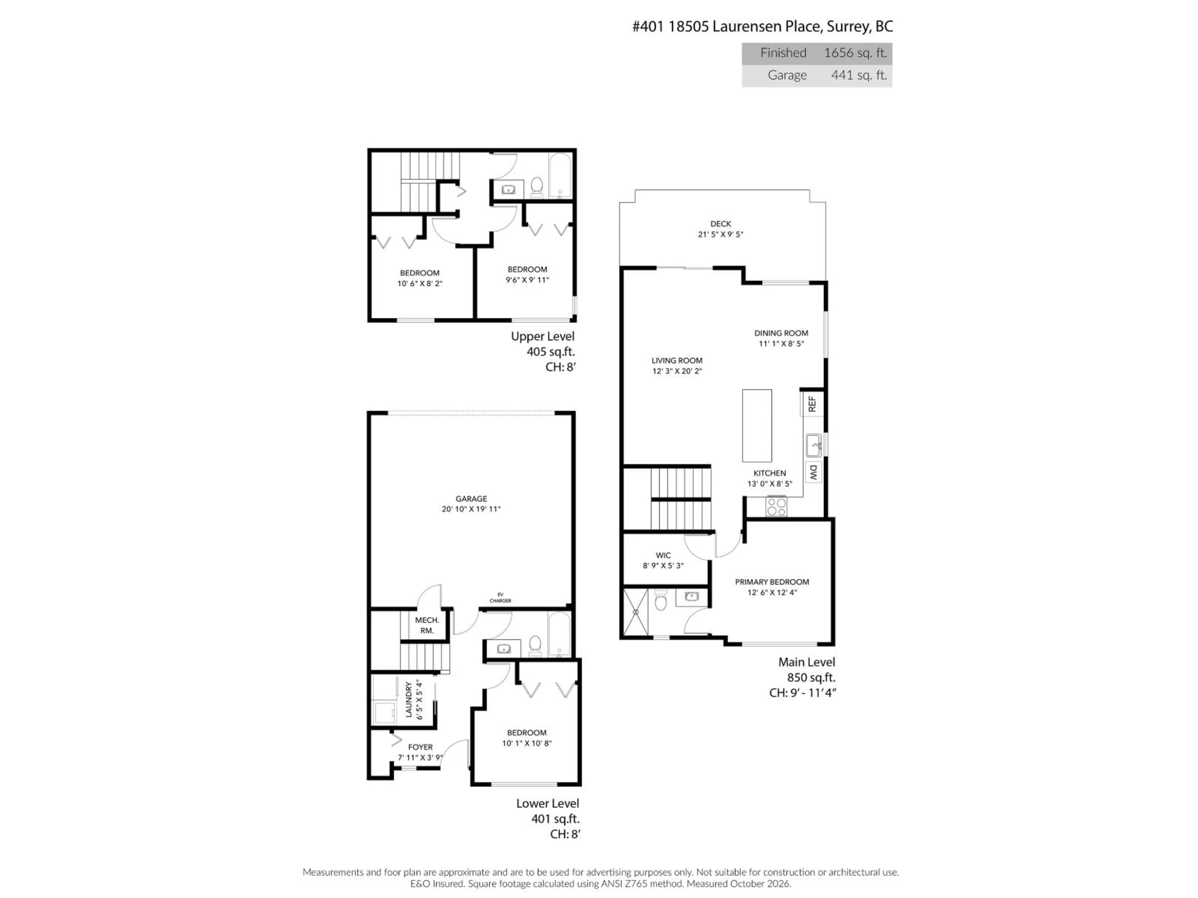 Floor plan for 401 - 18505 LAURENSEN PLACE, Surrey British Columbia V4N6R7