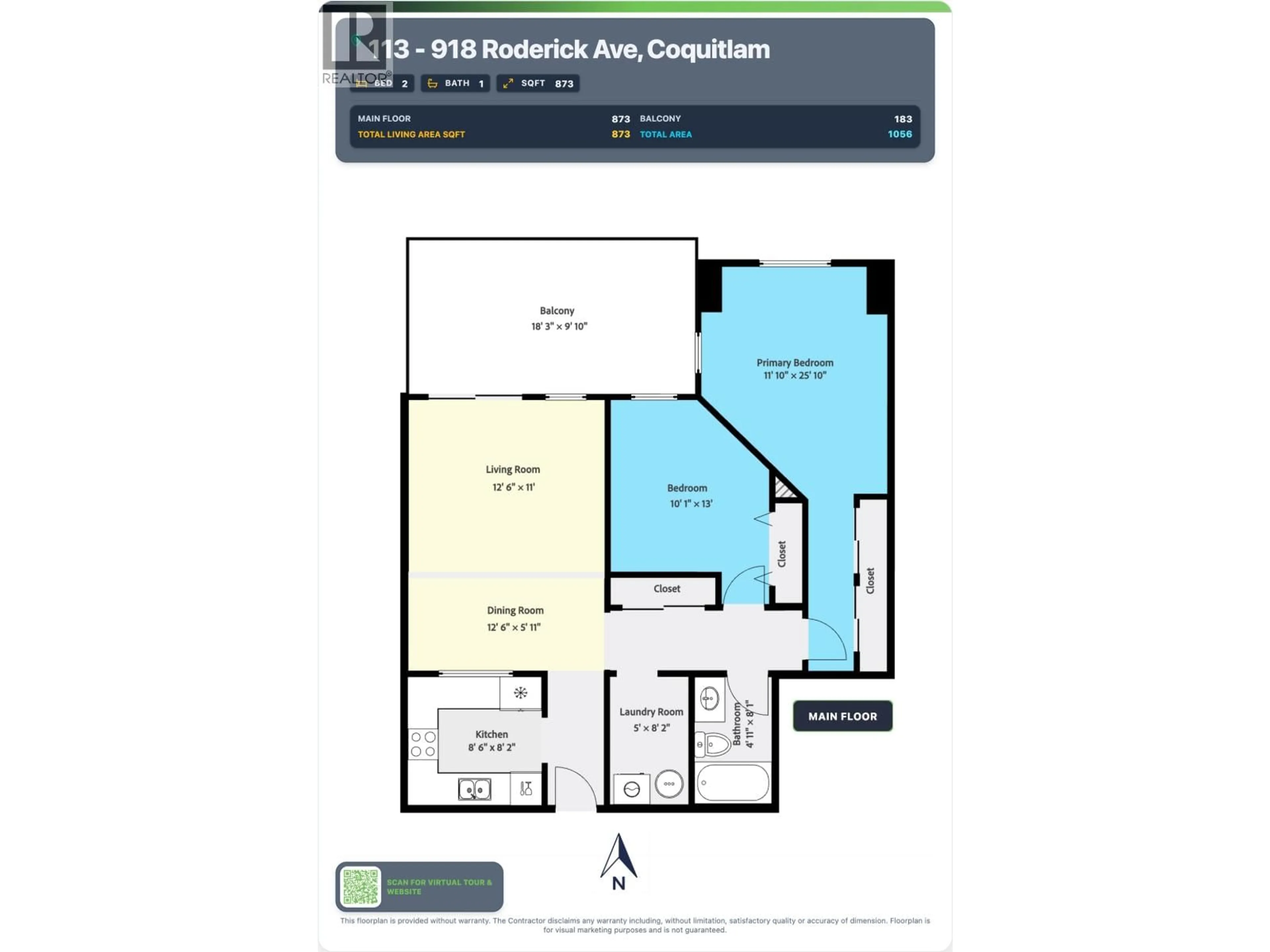 Floor plan for 113 - 918 RODERICK AVENUE, Coquitlam British Columbia V3K1R1