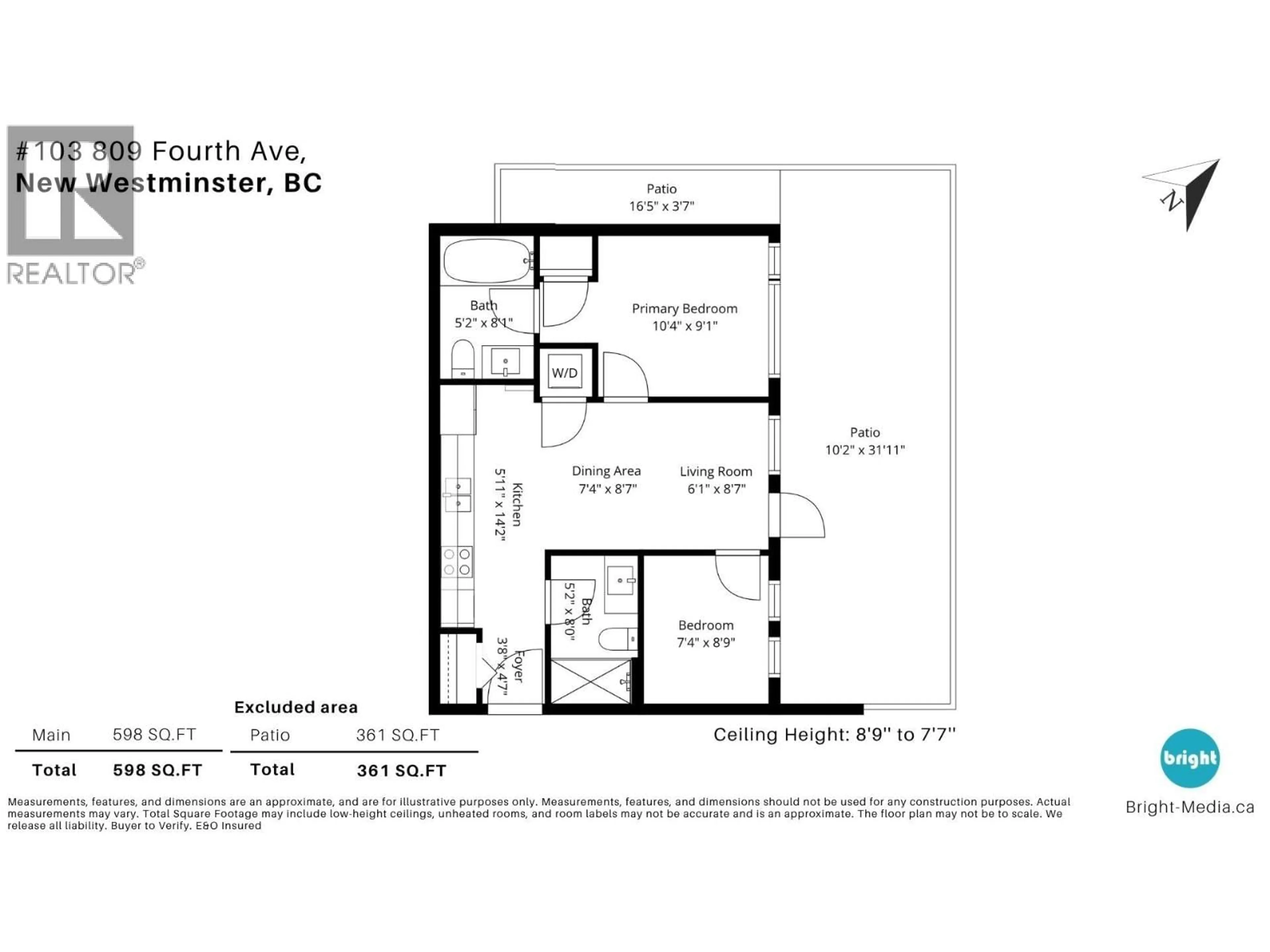 Floor plan for 103 - 809 FOURTH AVENUE, New Westminster British Columbia V3M0K1