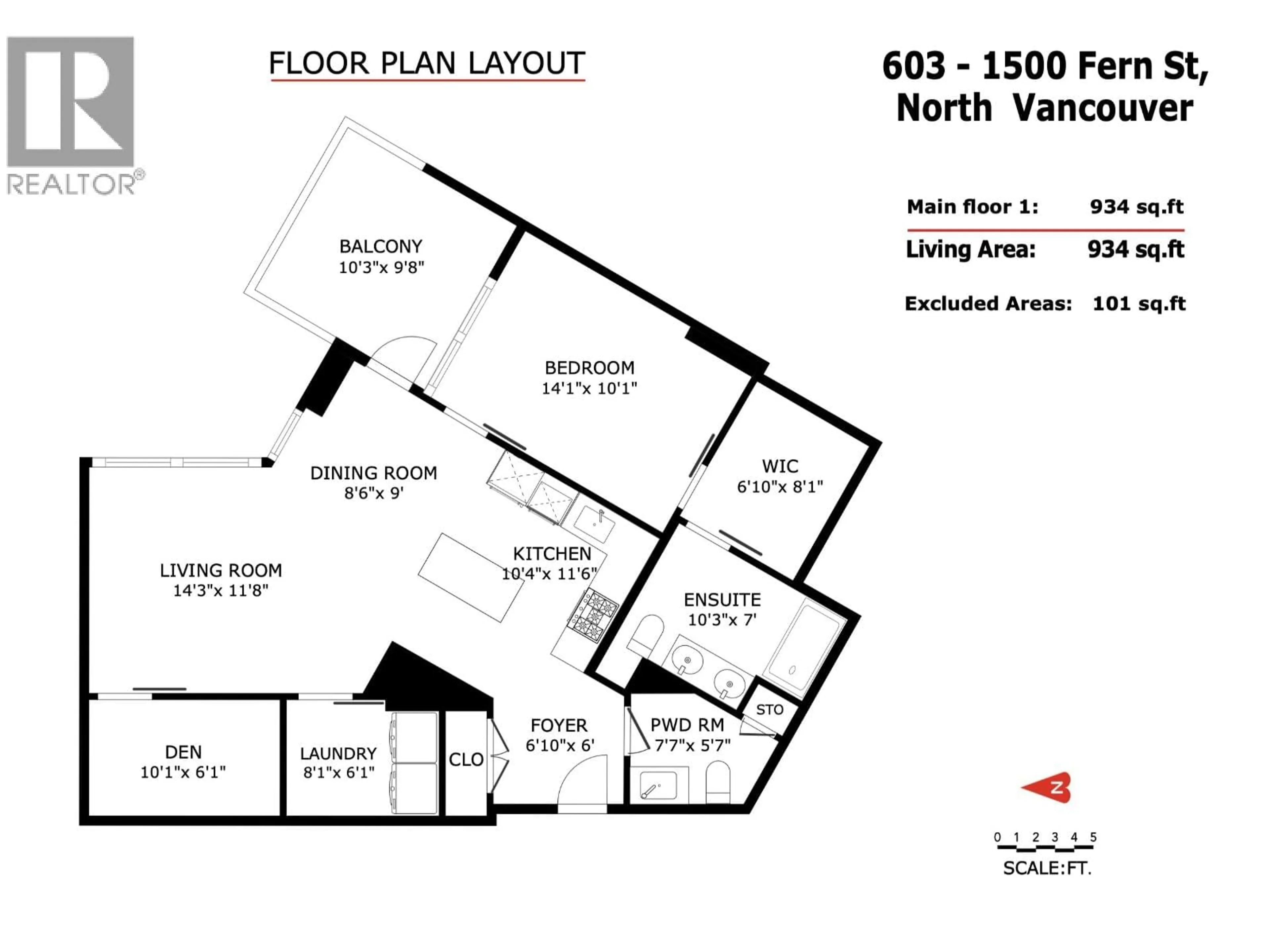 Floor plan for 603 - 1500 FERN STREET, North Vancouver British Columbia V7J0E6