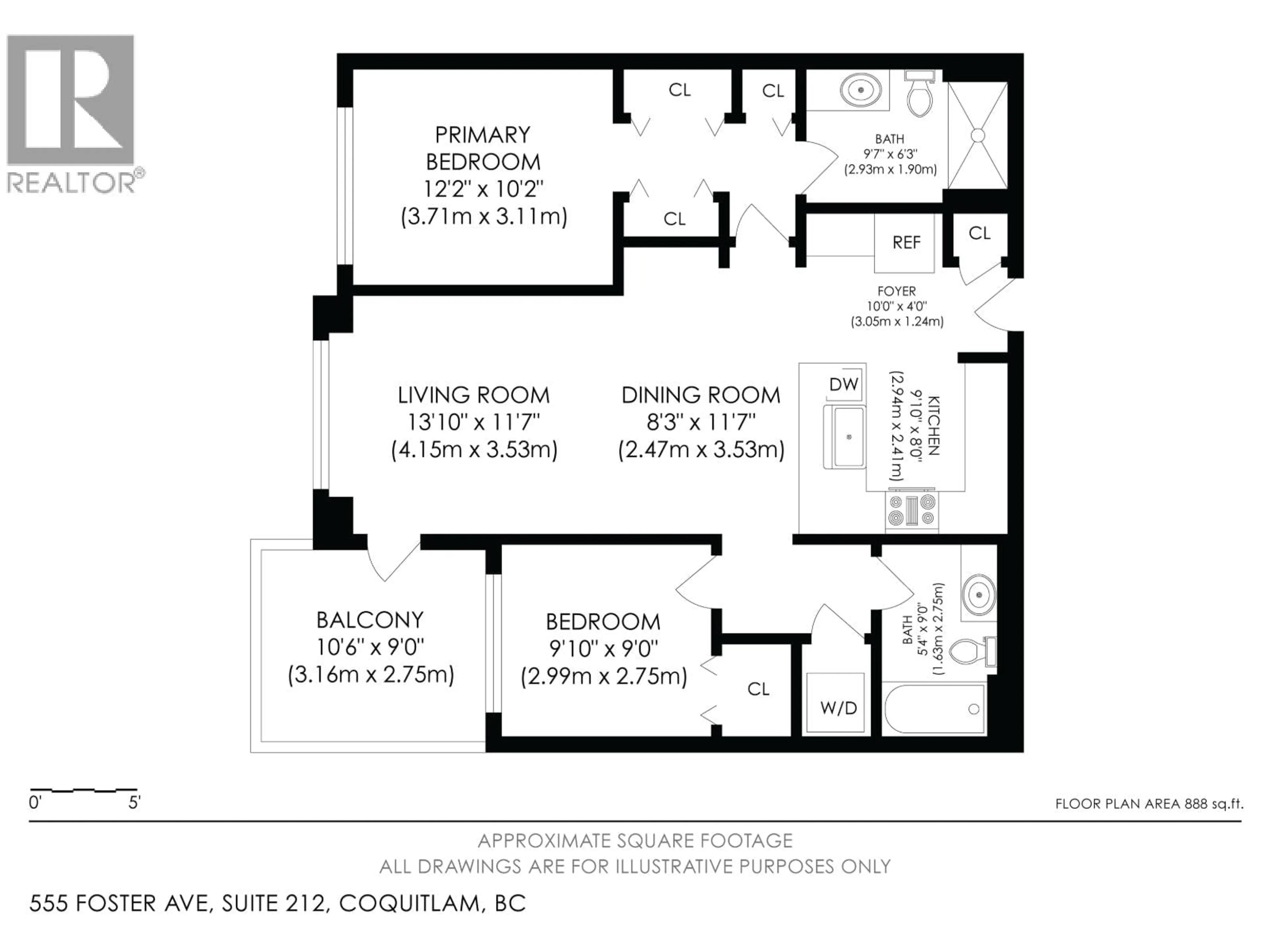 Floor plan for 212 - 555 FOSTER AVENUE, Coquitlam British Columbia V3J3W2