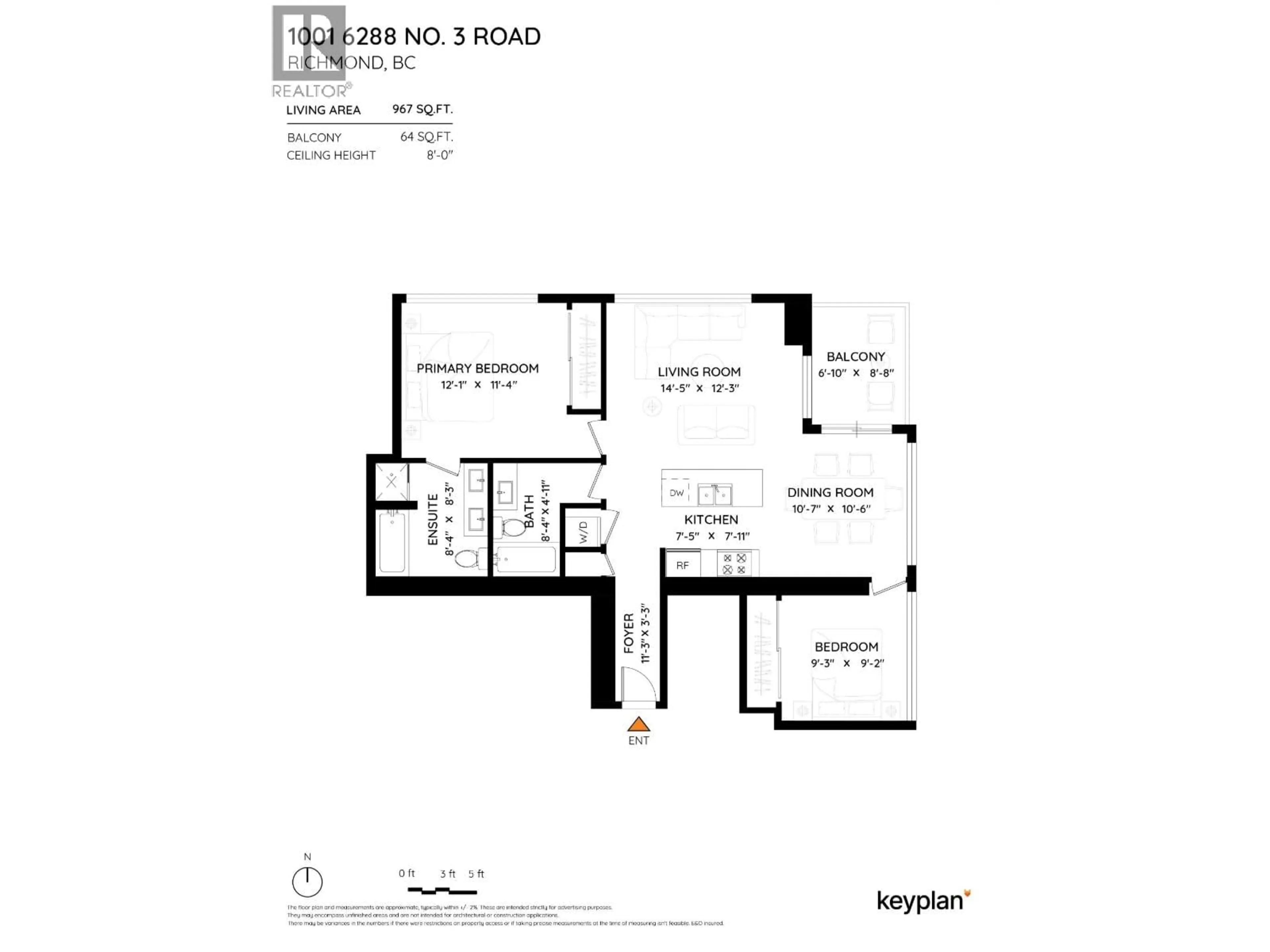 Floor plan for 1001 - 6288 NO. 3 ROAD, Richmond British Columbia V6Y0J4
