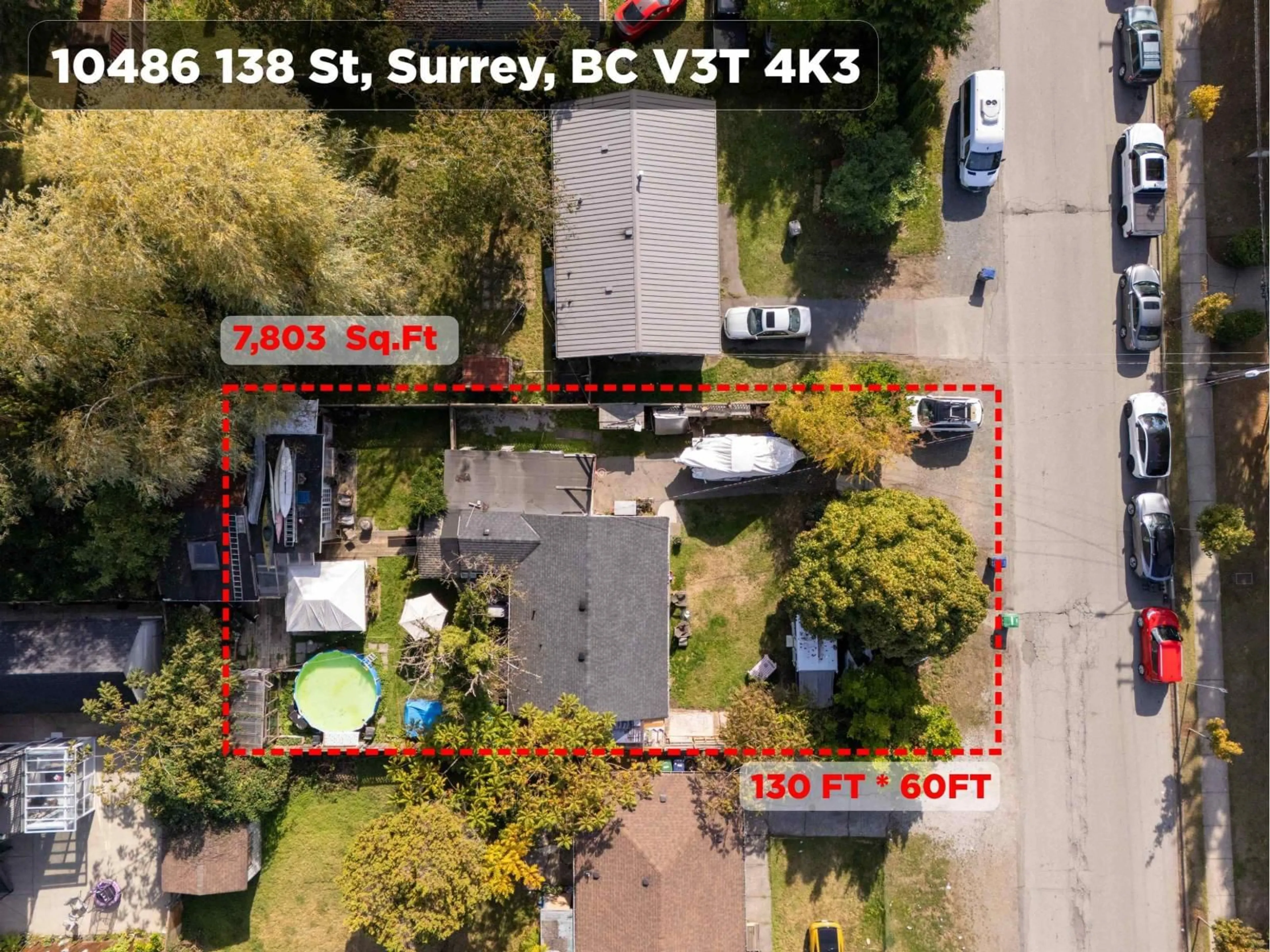 A pic from outside/outdoor area/front of a property/back of a property/a pic from drone, street for 10486 138 STREET, Surrey British Columbia V3T4K3