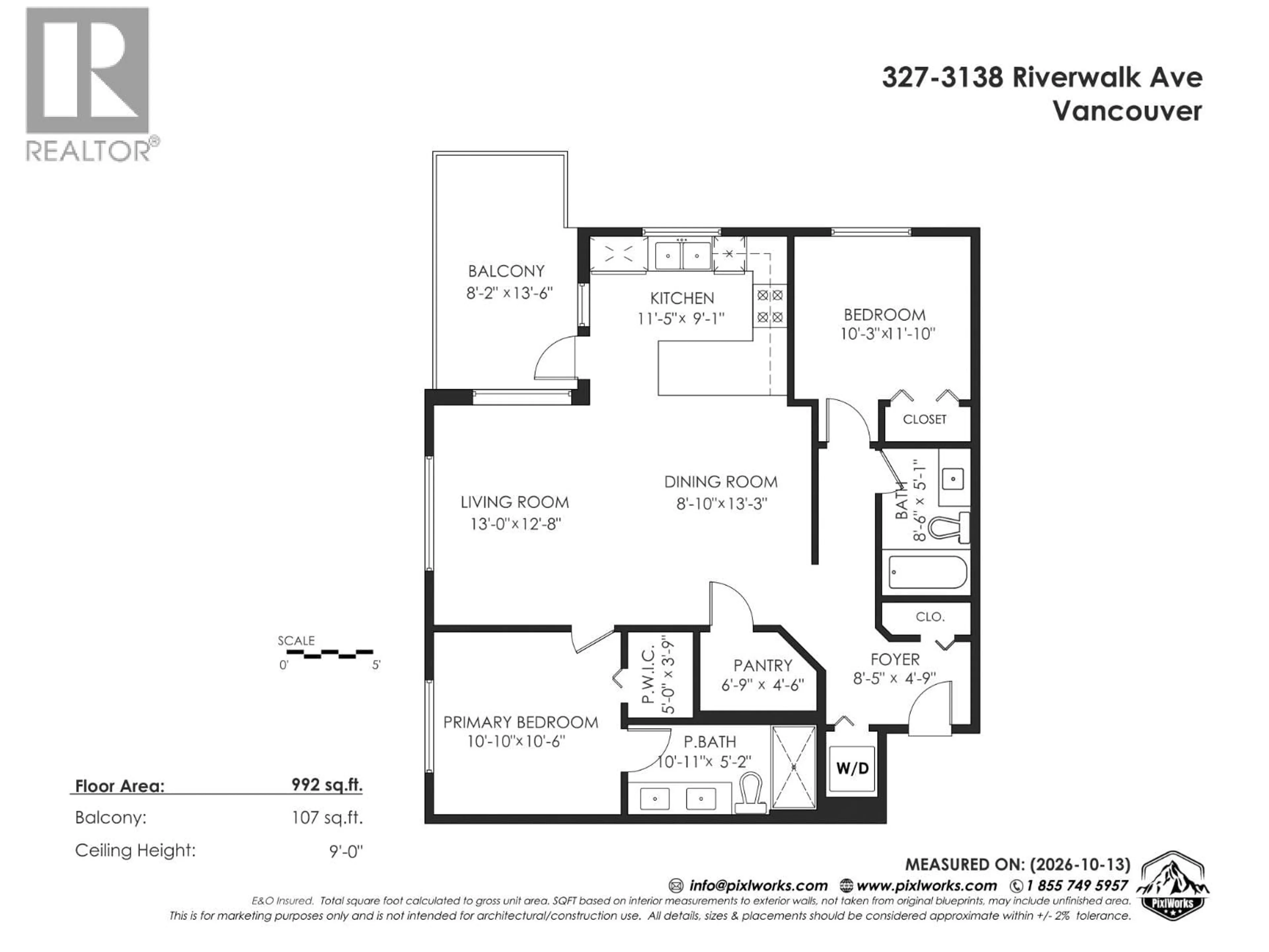 Floor plan for 327 - 3138 RIVERWALK AVENUE, Vancouver British Columbia V5S0B6