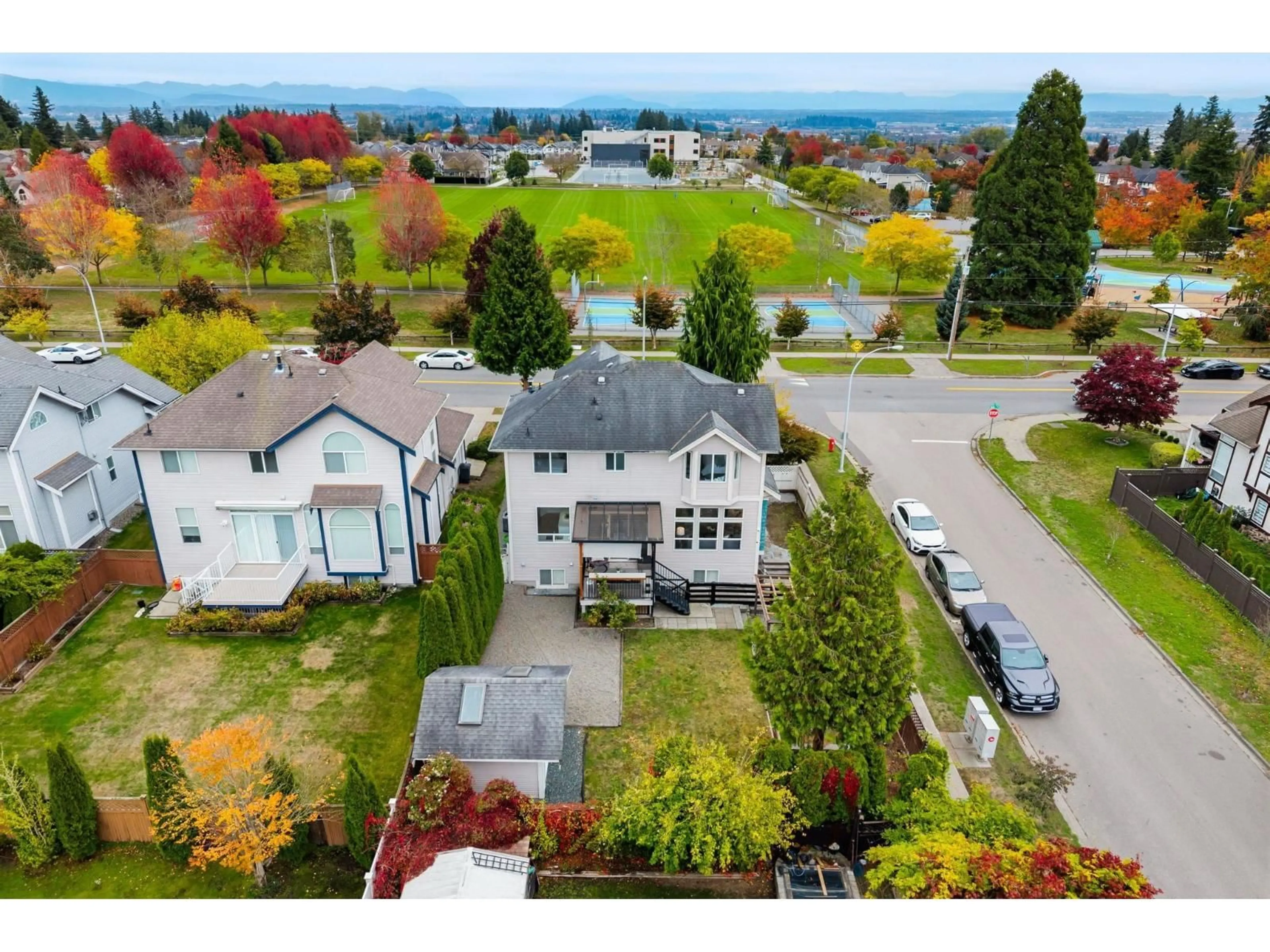 A pic from outside/outdoor area/front of a property/back of a property/a pic from drone, water/lake/river/ocean view for 5859 146 STREET, Surrey British Columbia V3S2Z8
