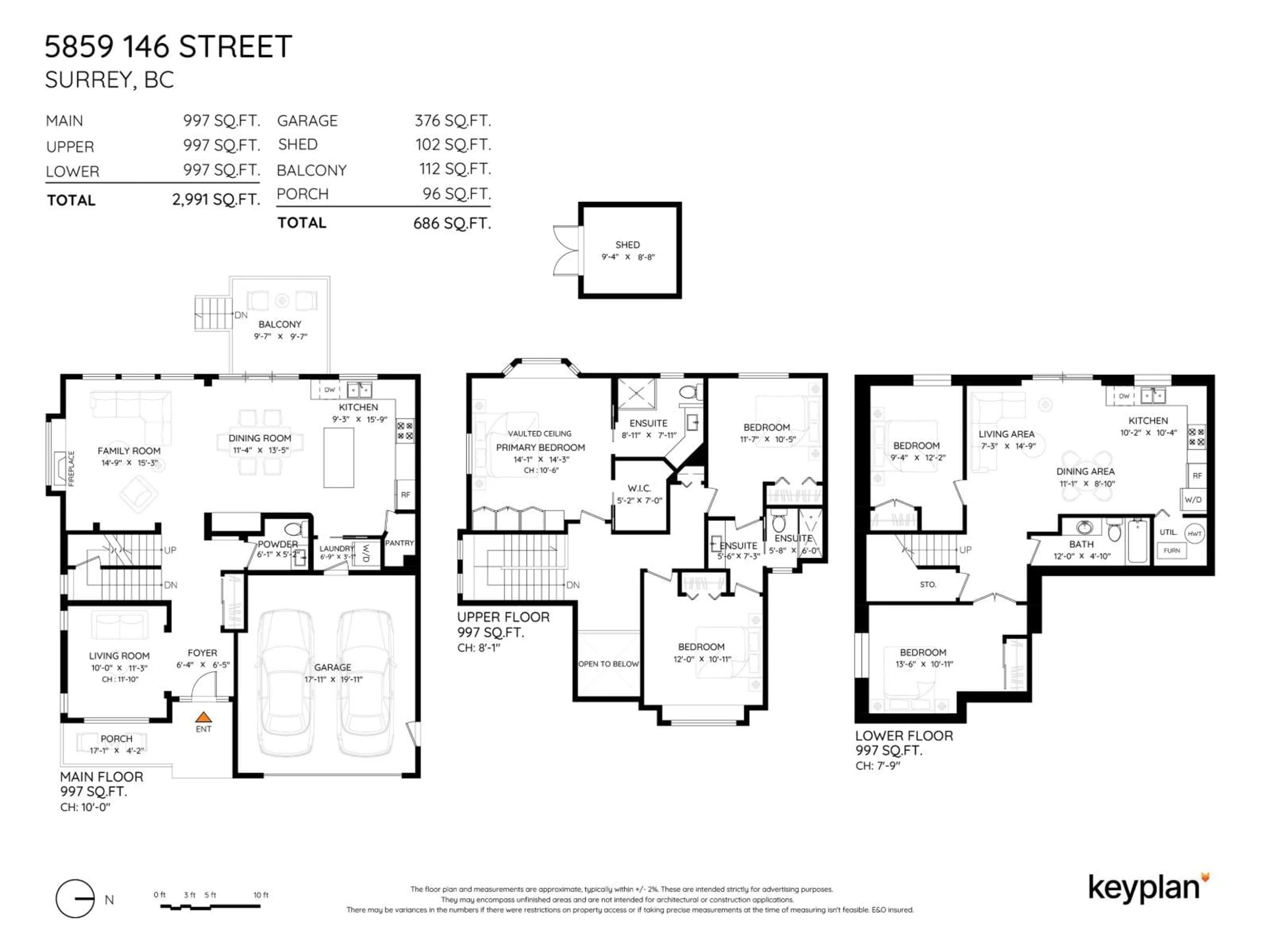 Floor plan for 5859 146 STREET, Surrey British Columbia V3S2Z8