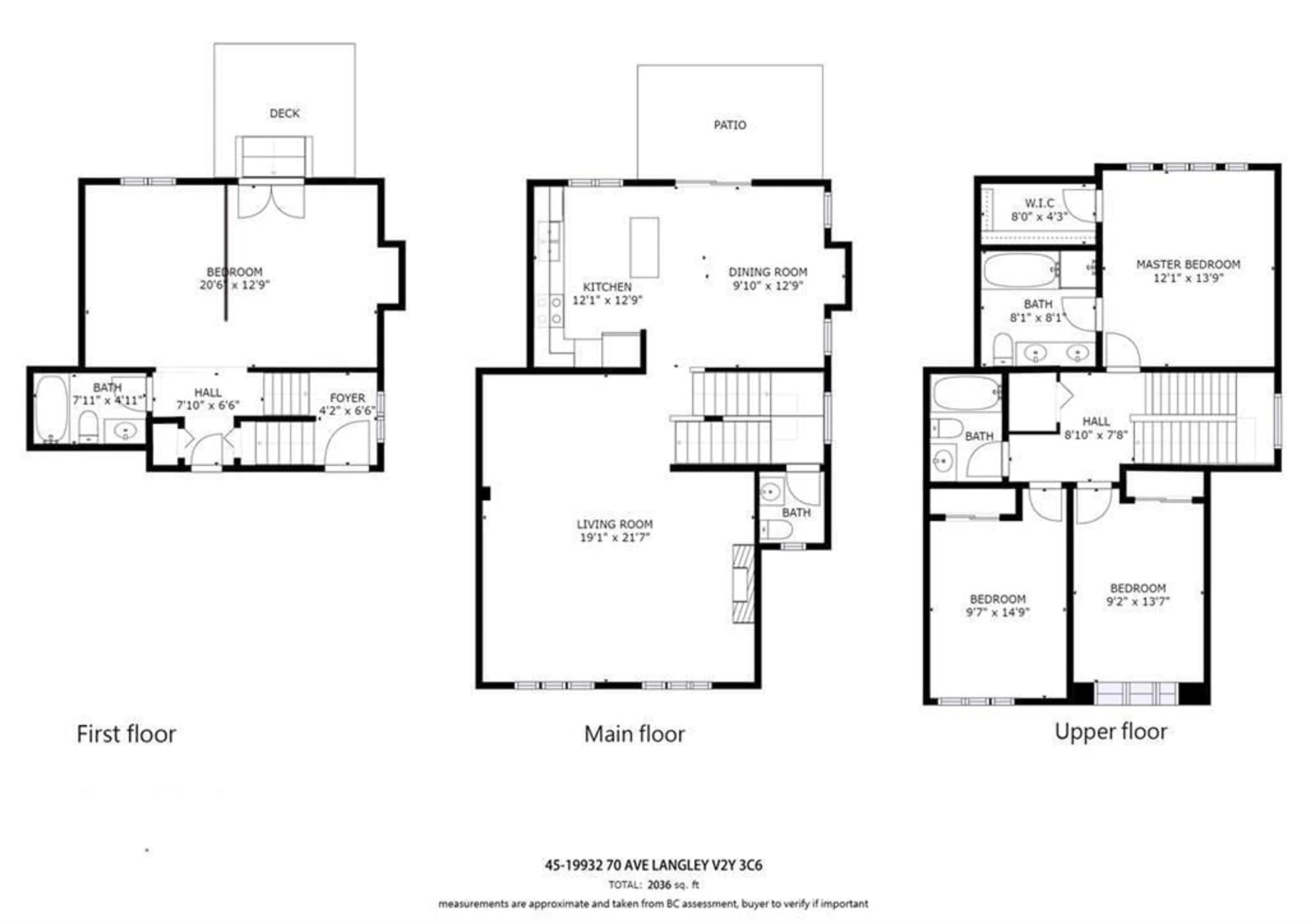 Floor plan for 45 - 19932 70 AVENUE, Langley British Columbia V2Y3C6