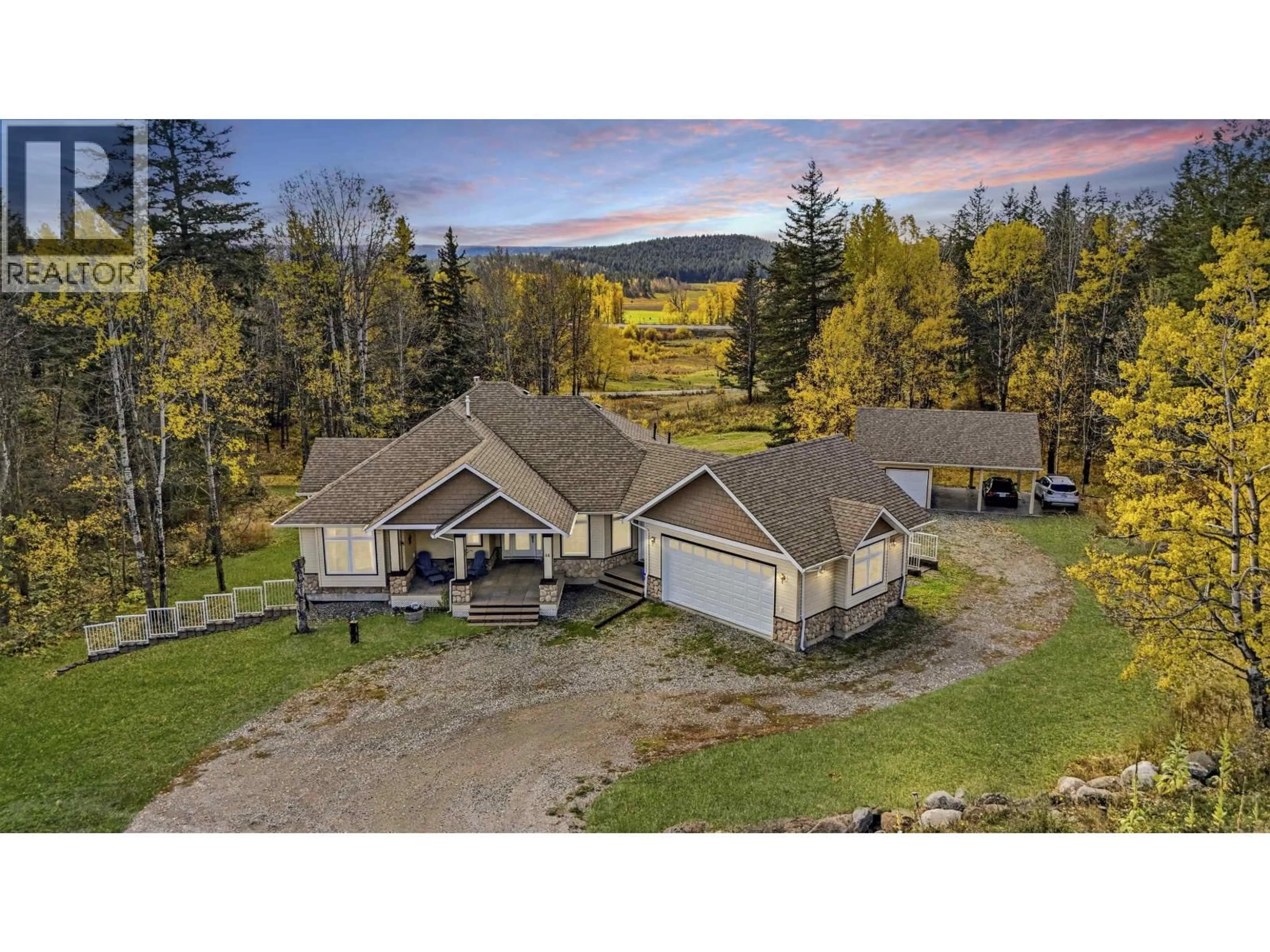 A pic from outside/outdoor area/front of a property/back of a property/a pic from drone, mountain view for 44 VALLEY ROAD, 150 Mile House British Columbia V0K2G0