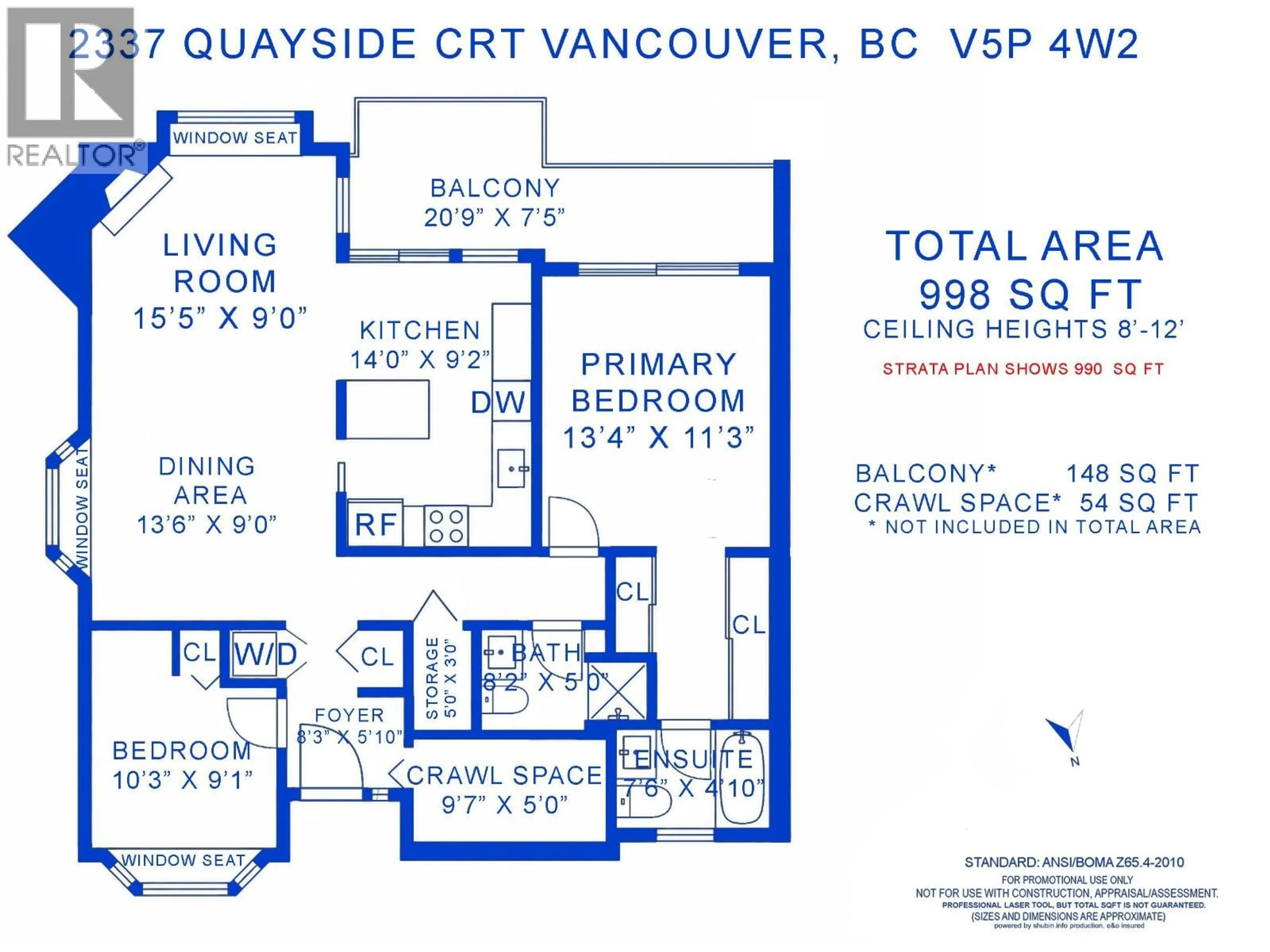 Floor plan for 2337 QUAYSIDE COURT, Vancouver British Columbia V5P4W2