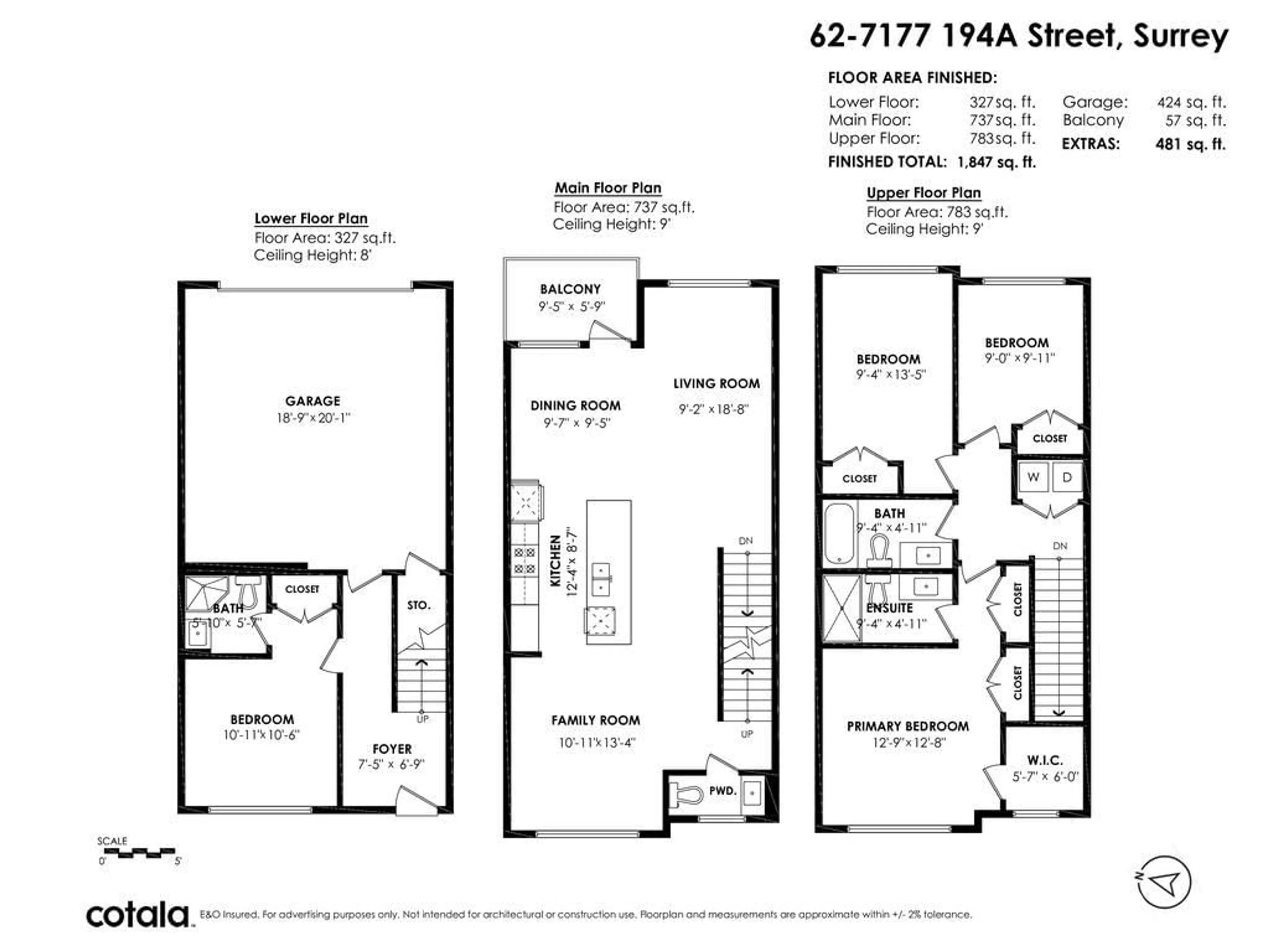 Floor plan for 62 - 7177 194A STREET, Surrey British Columbia V4N6V6