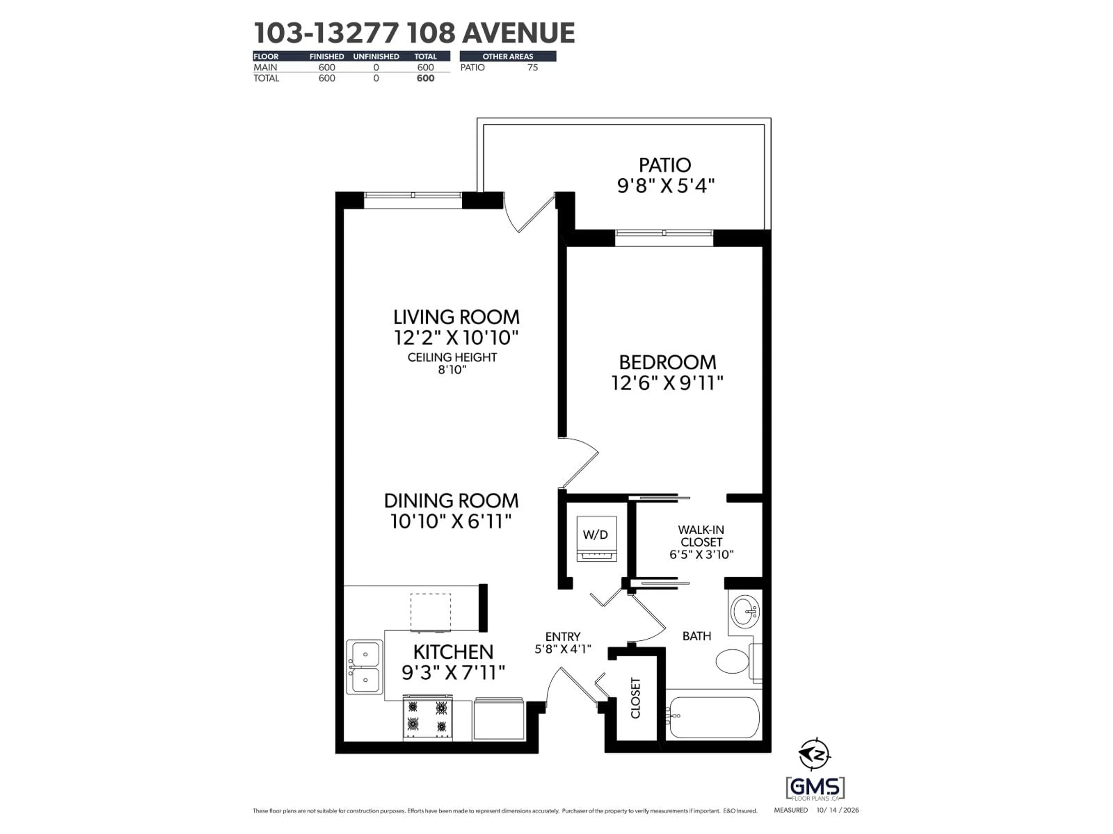 Floor plan for 103 - 13277 108TH AVENUE, Surrey British Columbia V3T0A9