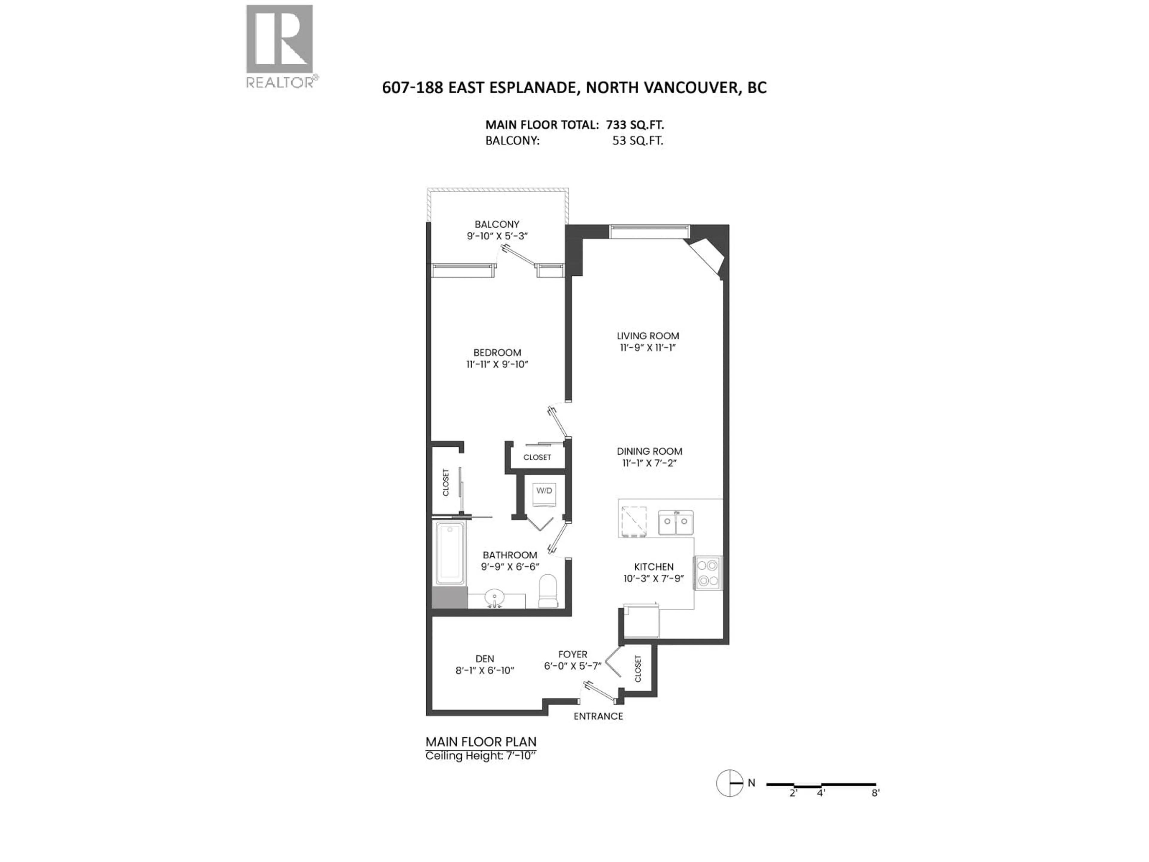 Floor plan for 607 - 188 ESPLANADE, North Vancouver British Columbia V7L4Y1