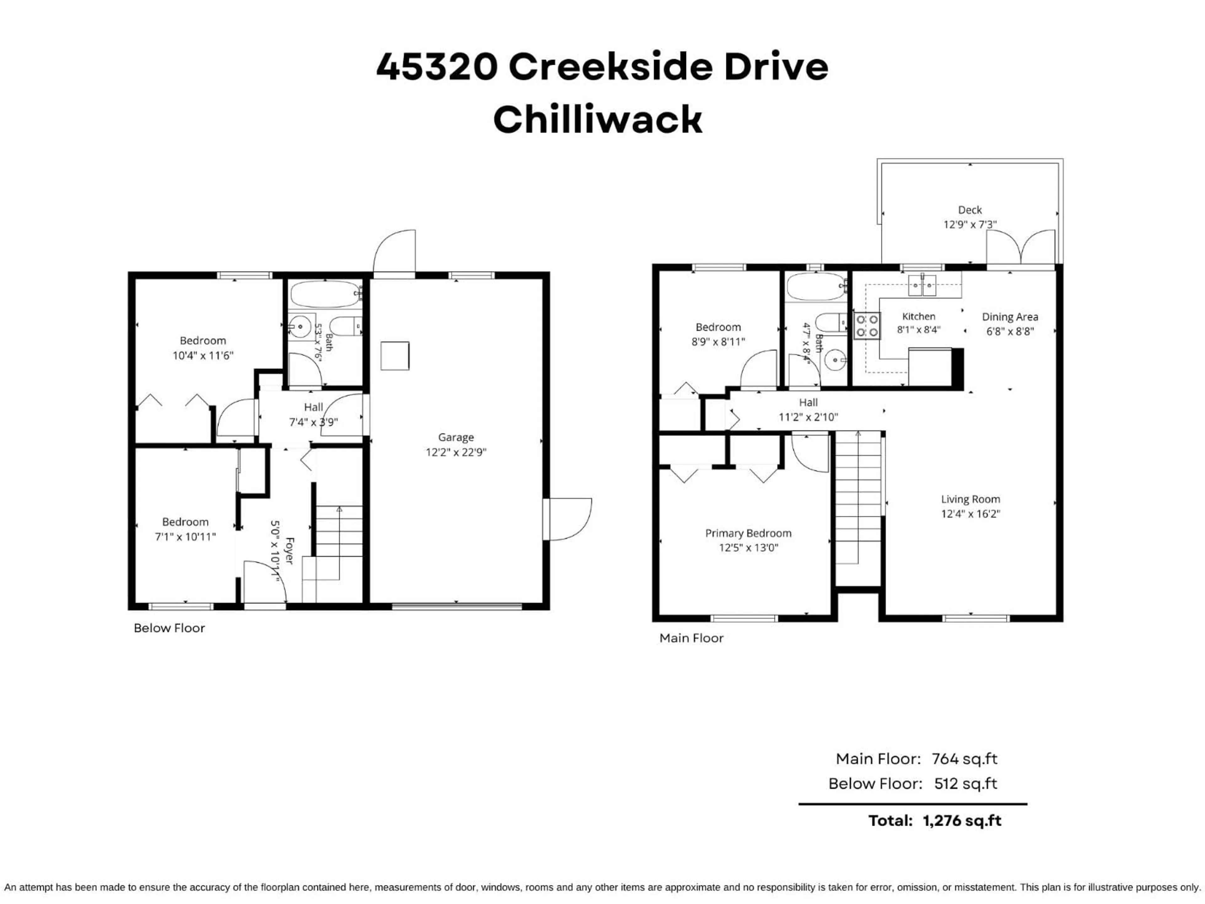Floor plan for 45320 CREEKSIDE DRIVE, Chilliwack British Columbia V2P7K6