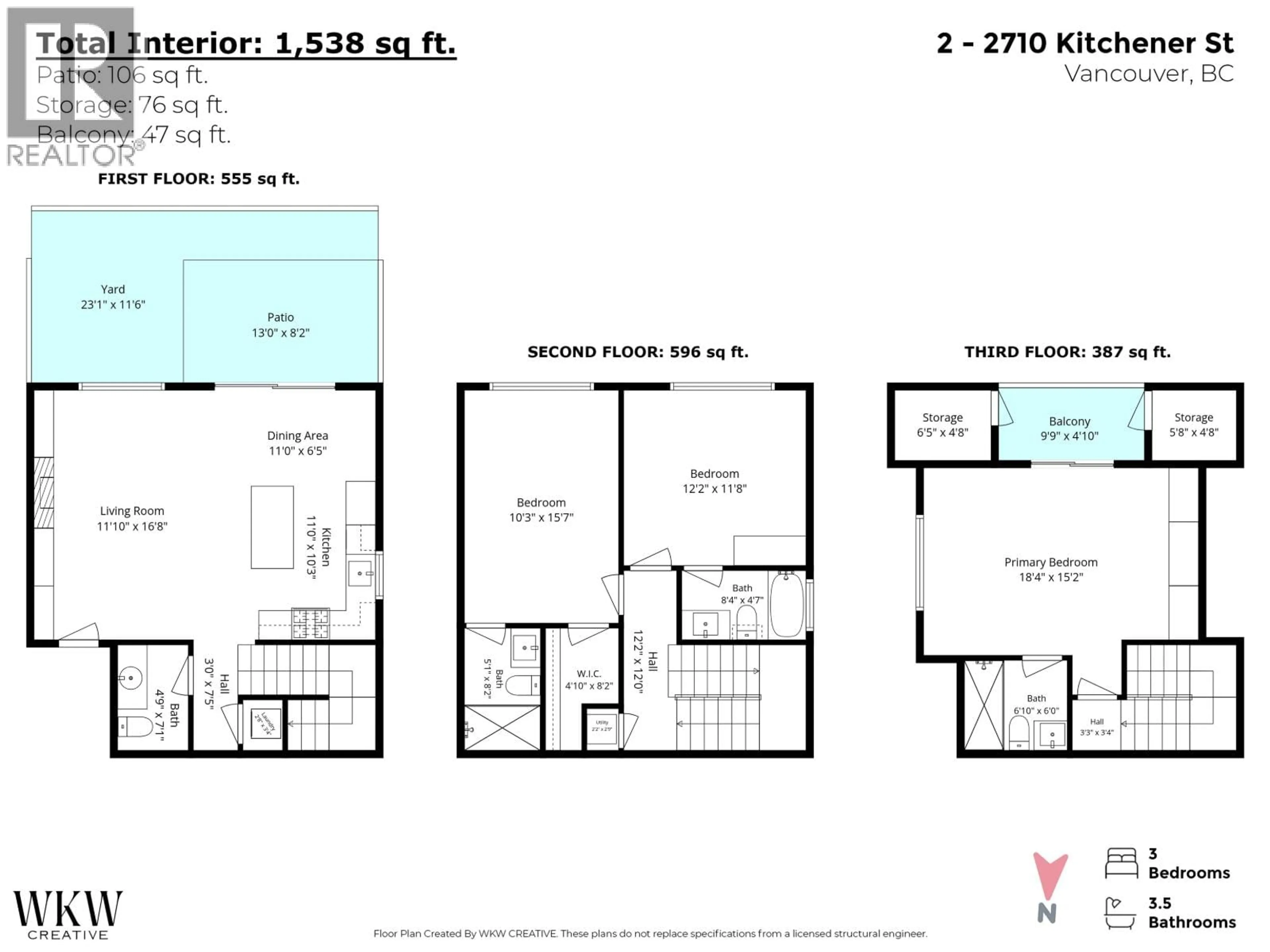 Floor plan for 2 - 2710 KITCHENER STREET, Vancouver British Columbia V5K3E1