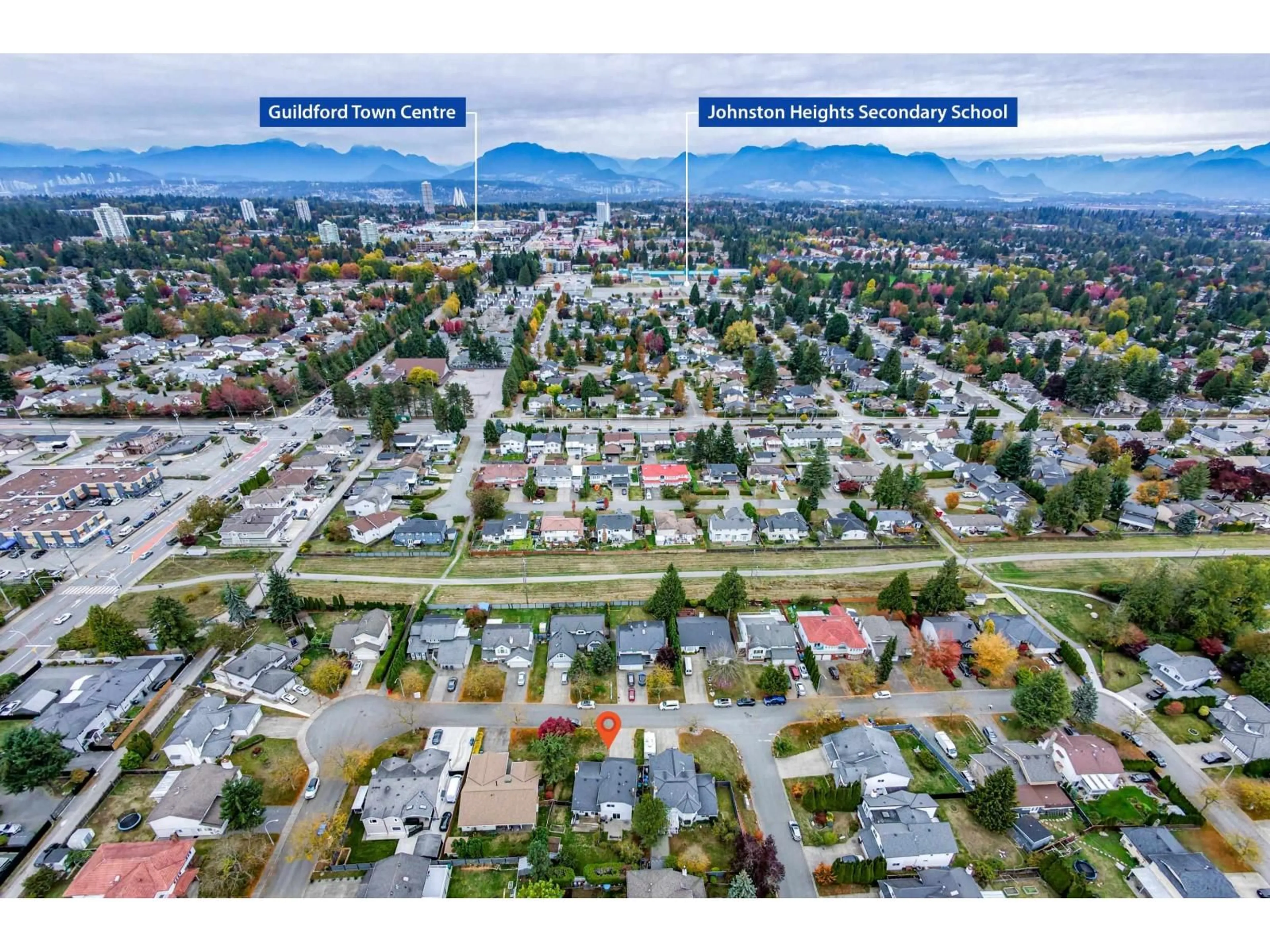 A pic from outside/outdoor area/front of a property/back of a property/a pic from drone, mountain view for 15276 95 AVENUE, Surrey British Columbia V3R9C6