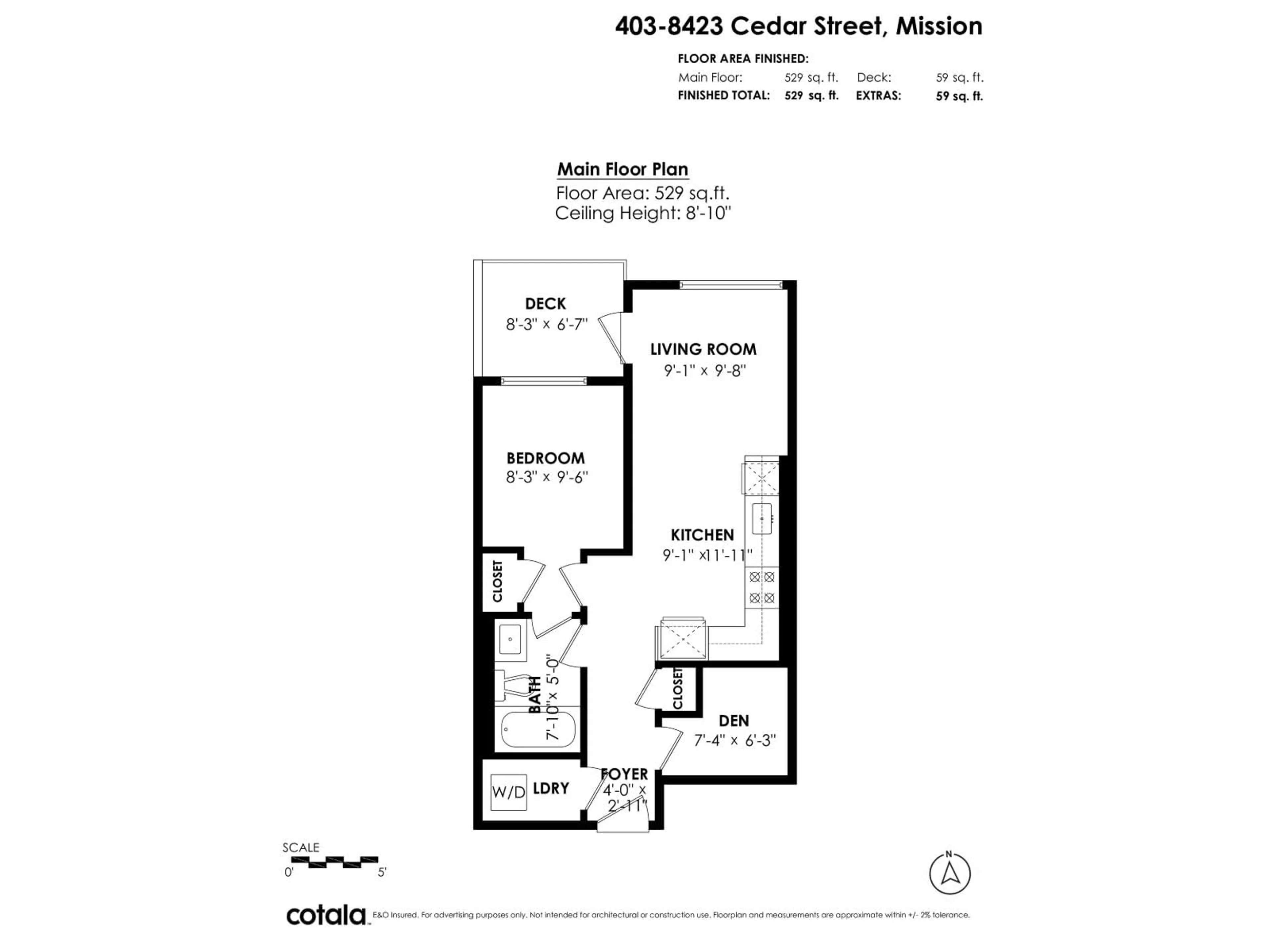 Floor plan for 403 - 8423 CEDAR STREET, Mission British Columbia V4S1A1