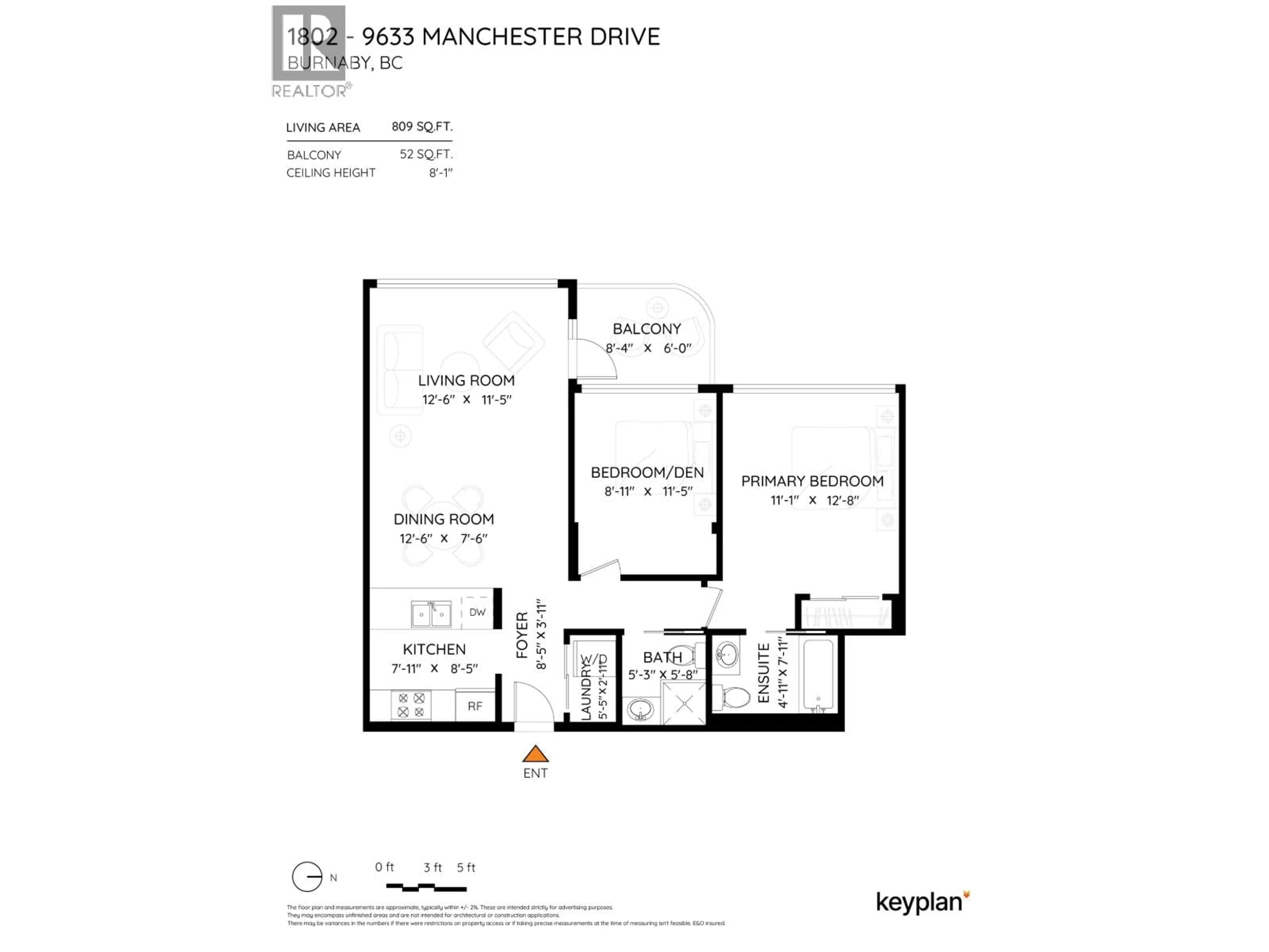 Floor plan for 1802 - 9633 MANCHESTER DRIVE, Burnaby British Columbia V3N4Y9