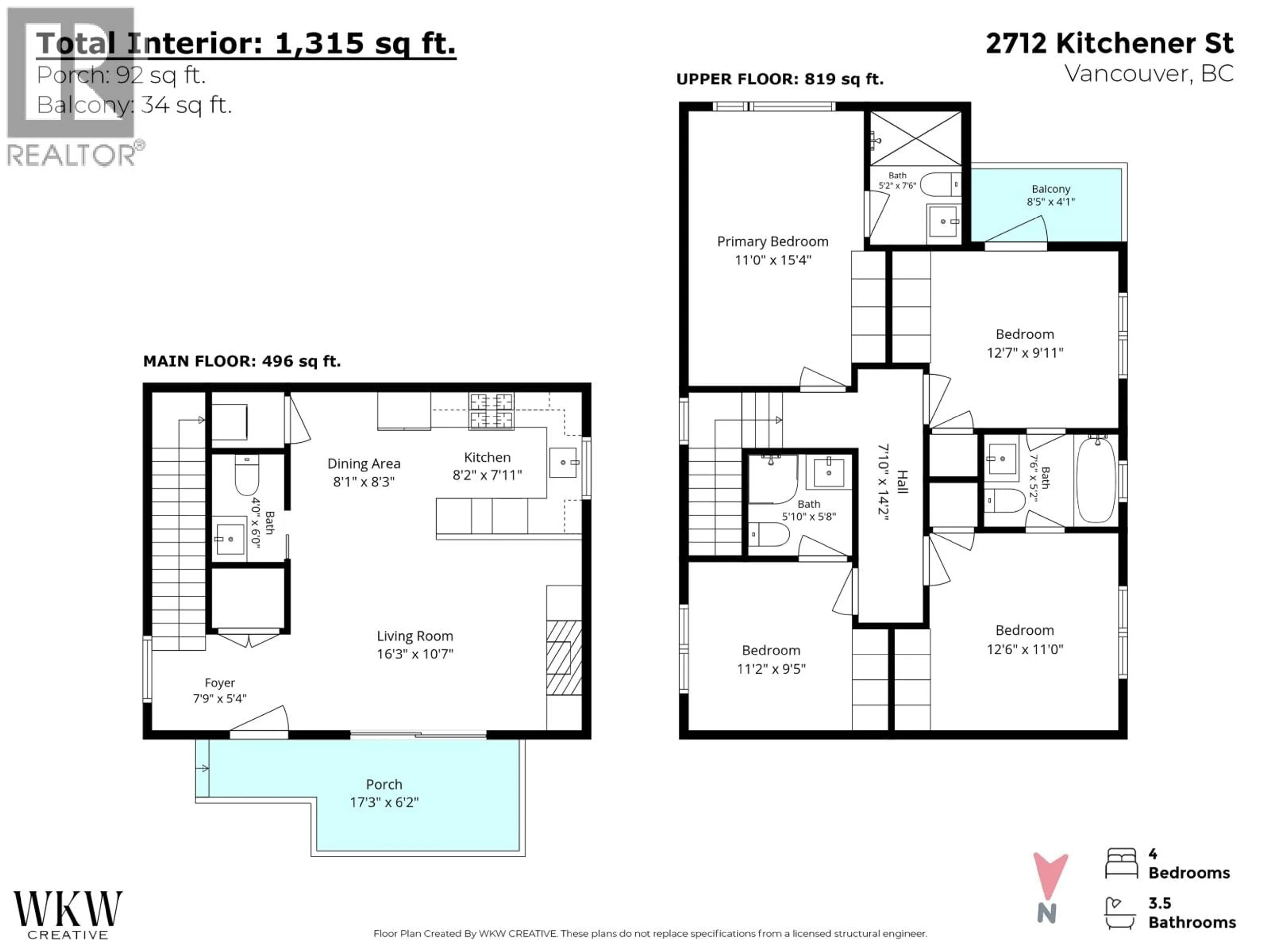 Floor plan for 2712 KITCHENER STREET, Vancouver British Columbia V5K3E1