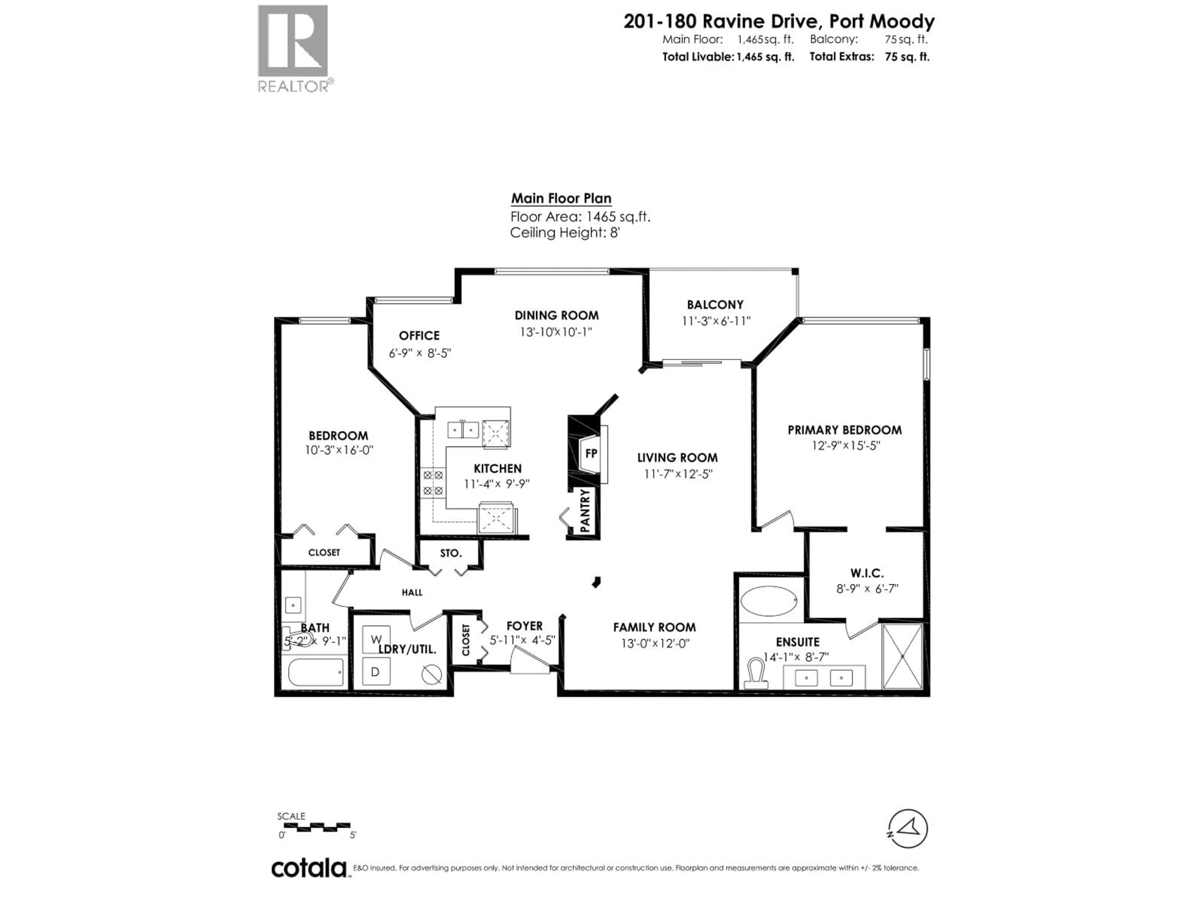 Floor plan for 201 - 180 RAVINE DRIVE, Port Moody British Columbia V3H4Z3