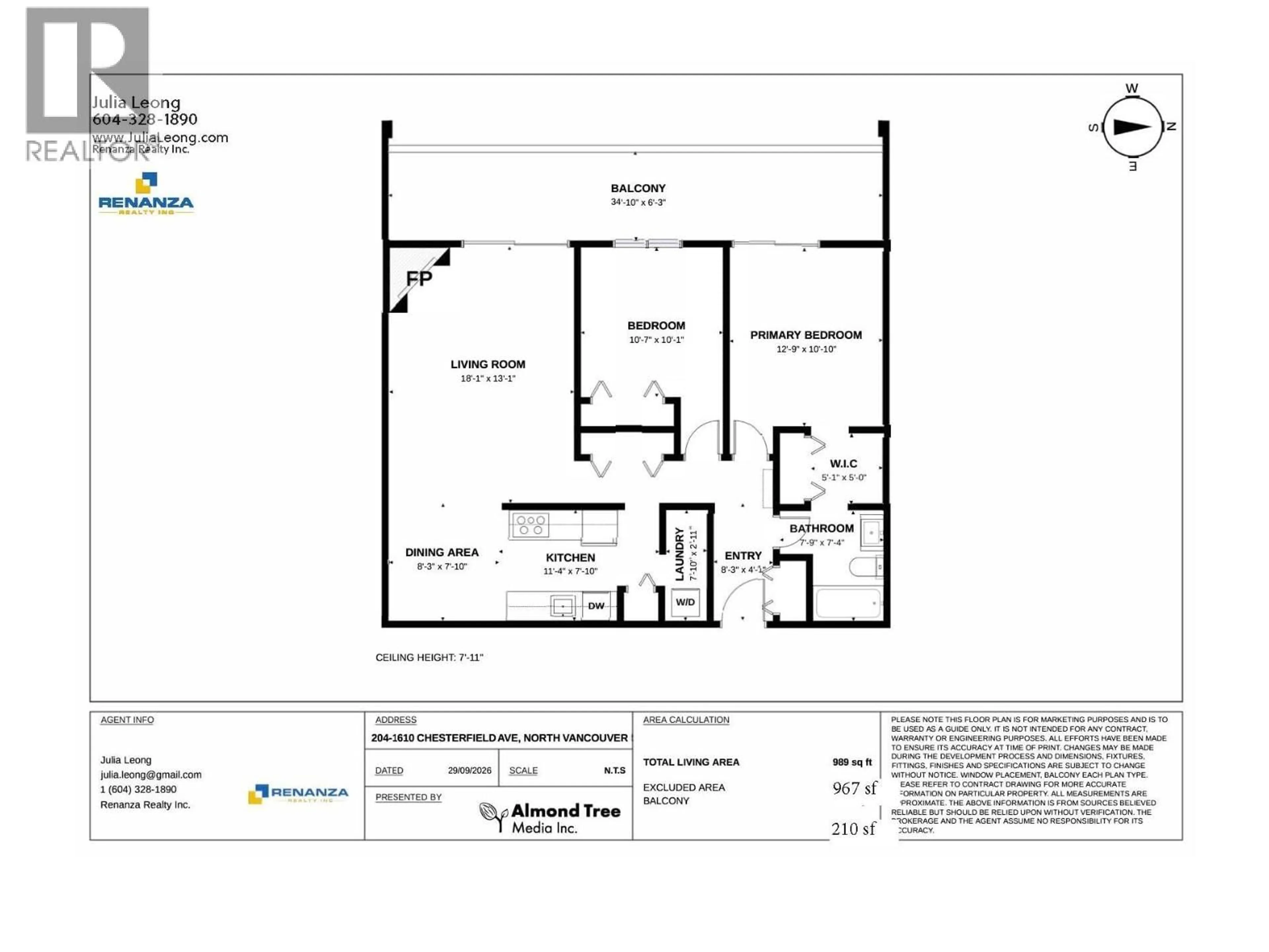 Floor plan for 204 - 1610 CHESTERFIELD AVENUE, North Vancouver British Columbia V7M2N7