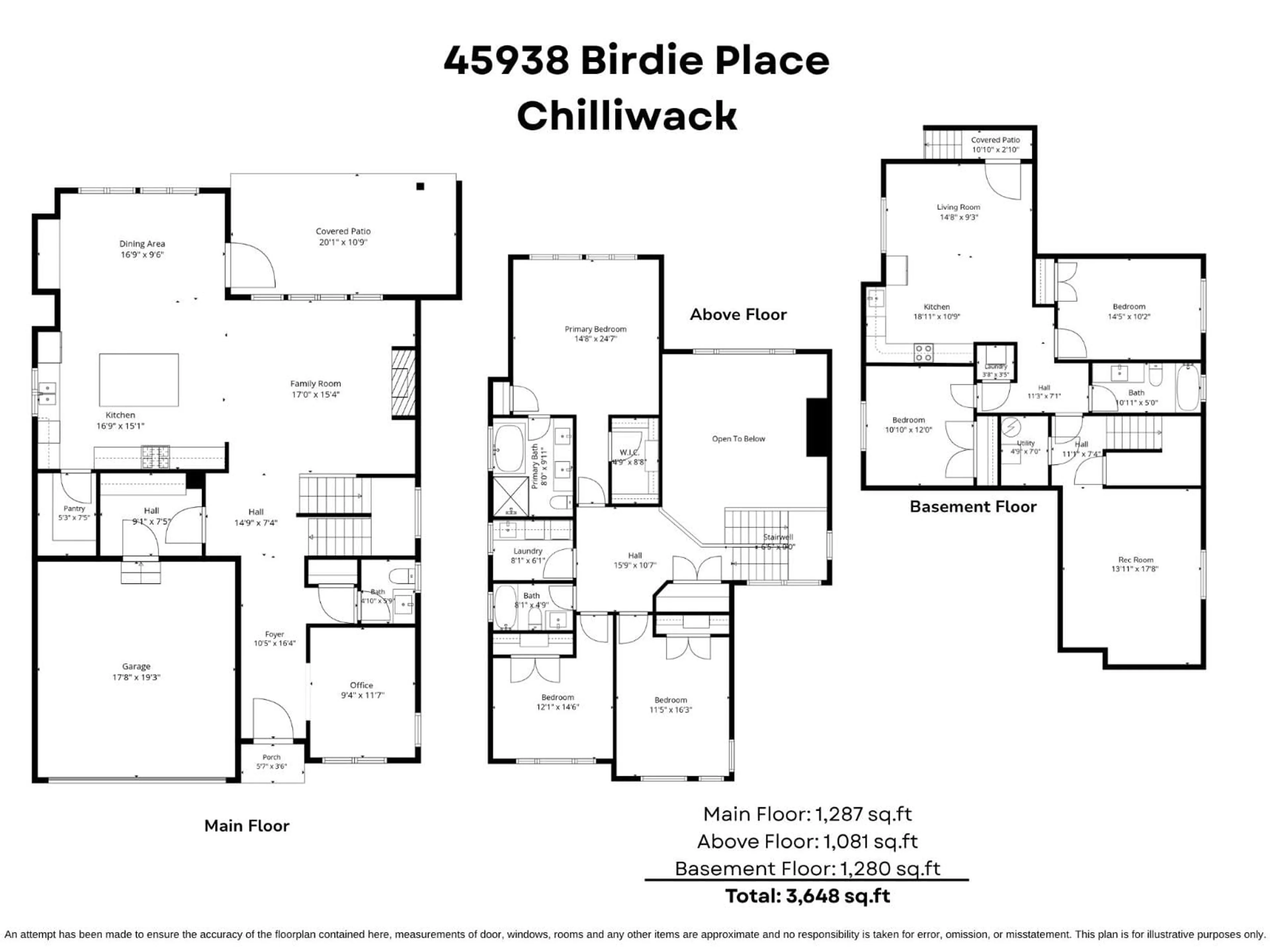 Floor plan for 45938 BIRDIE PLACE, Chilliwack British Columbia V2R0Z8