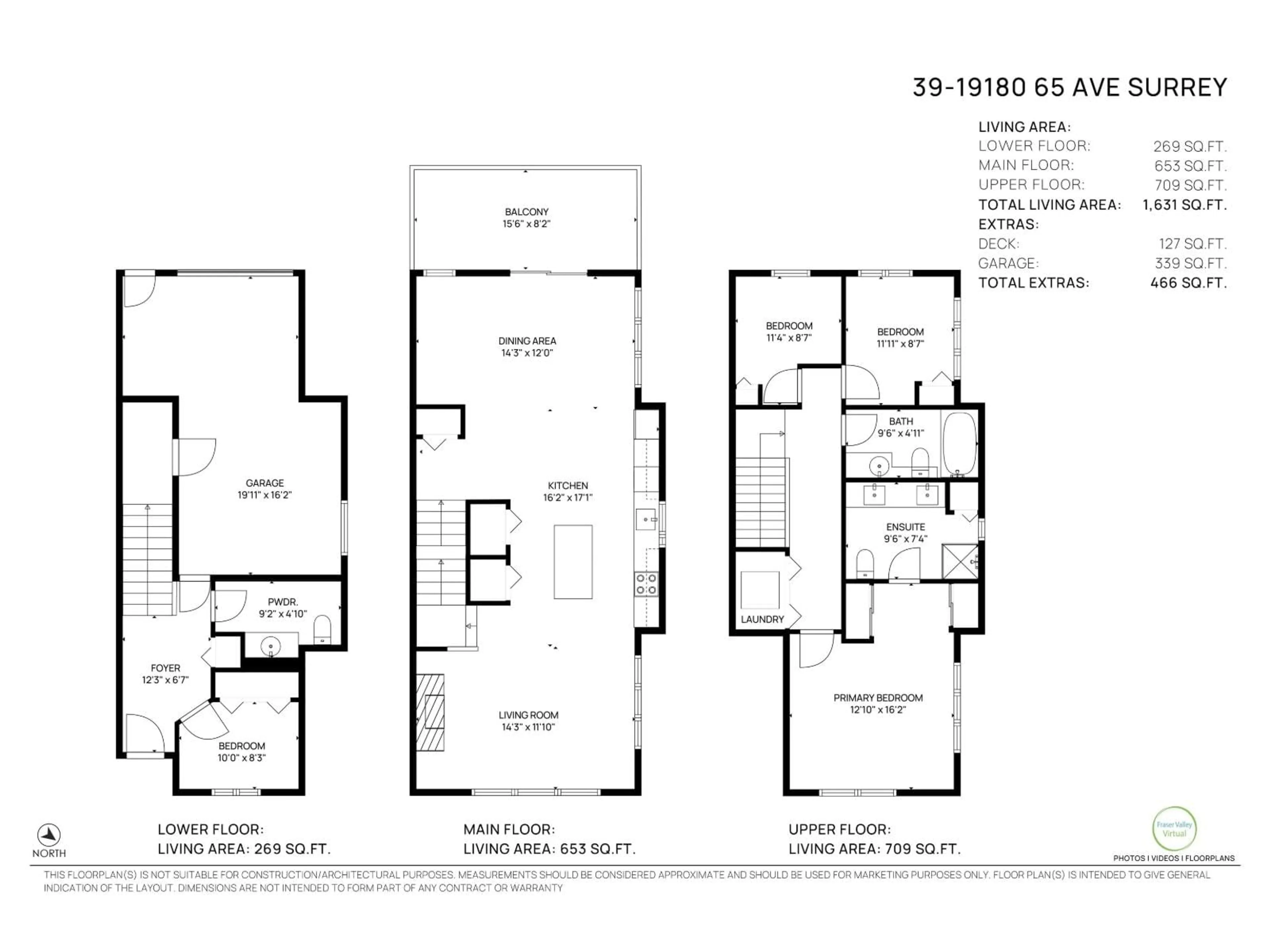 Floor plan for 39 - 19180 65 AVENUE, Surrey British Columbia V4N6M5