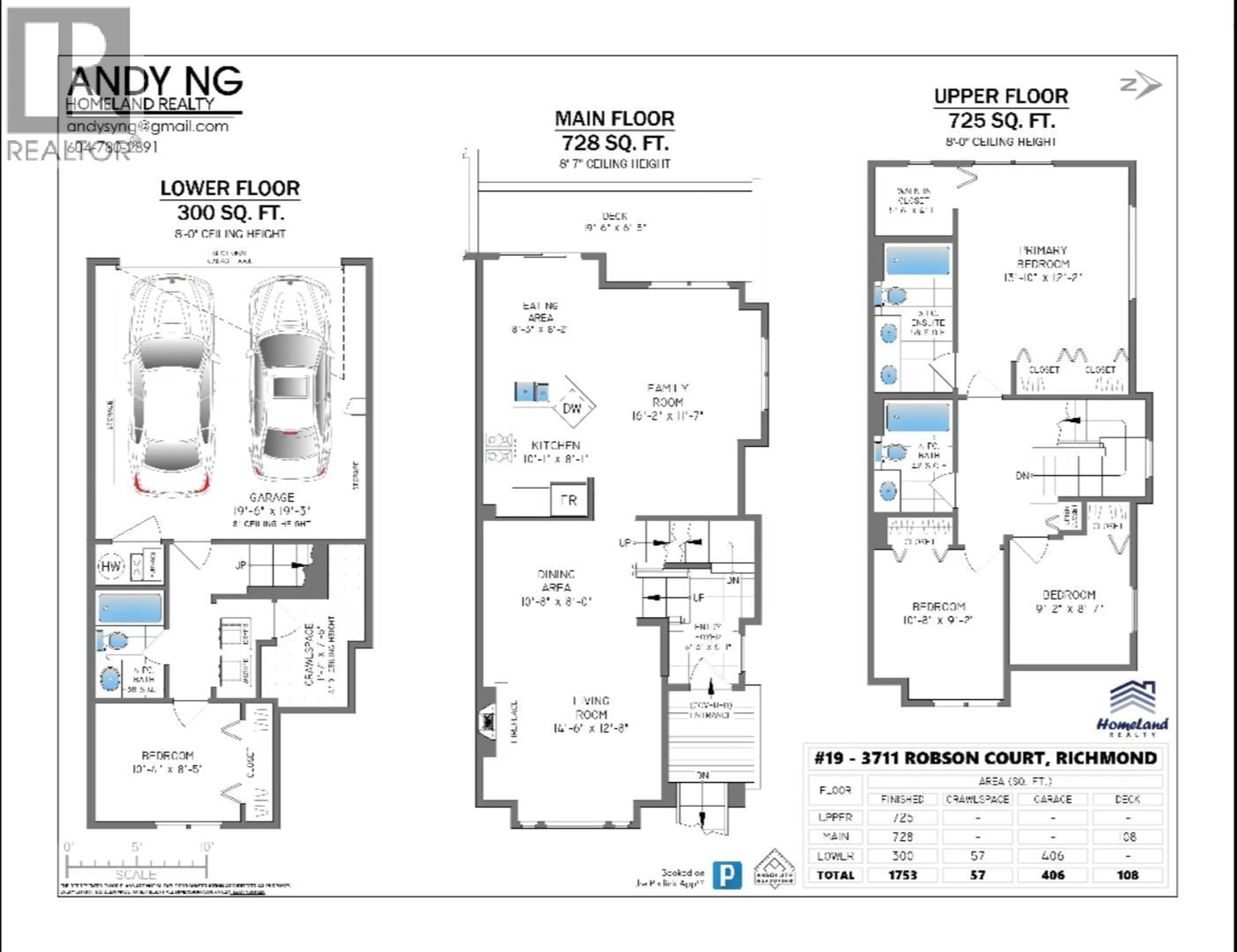 Floor plan for 19 - 3711 ROBSON COURT, Richmond British Columbia V7C5T8