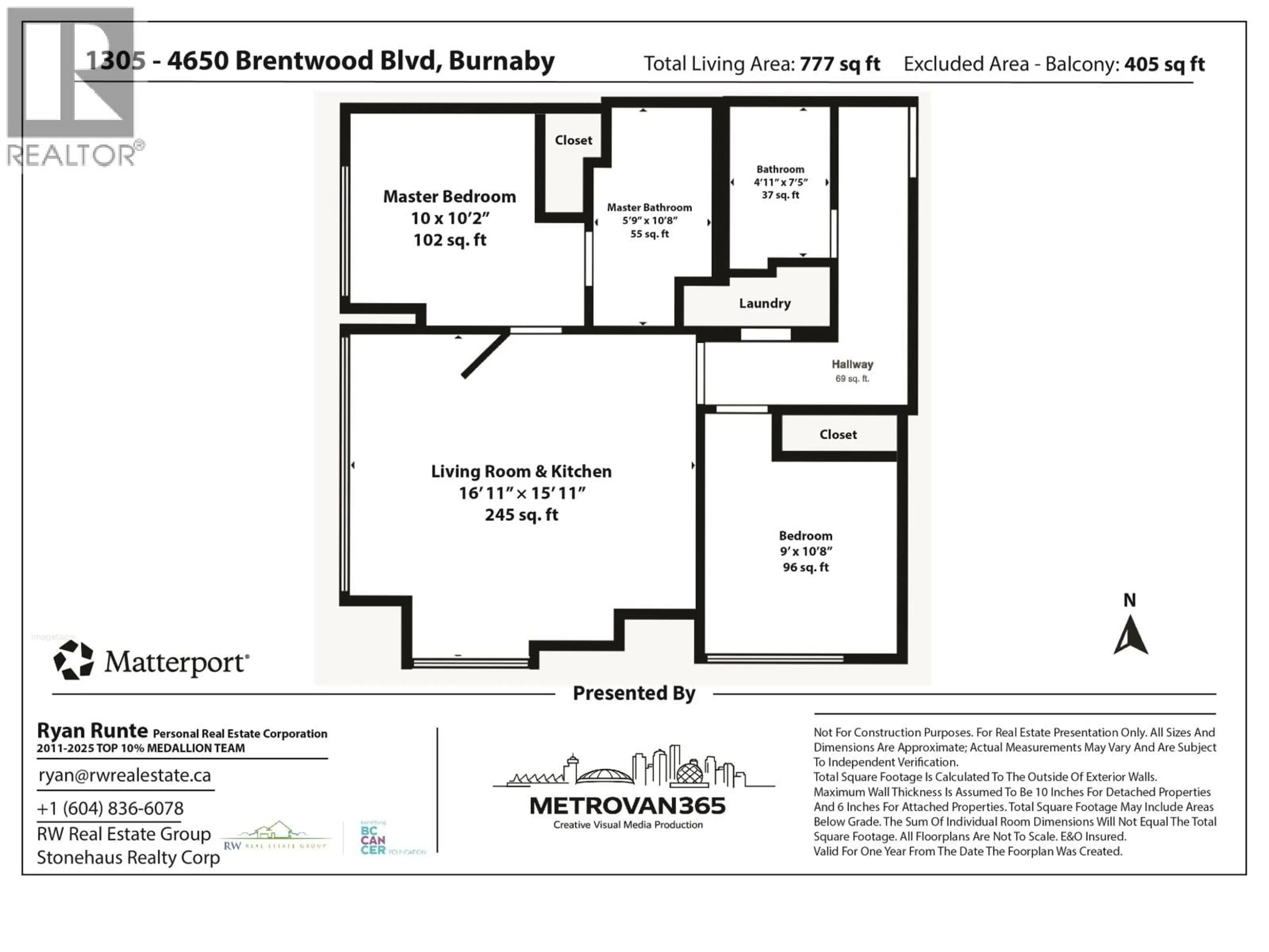 Floor plan for 1305 - 4650 BRENTWOOD BOULEVARD, Burnaby British Columbia V5C0M3