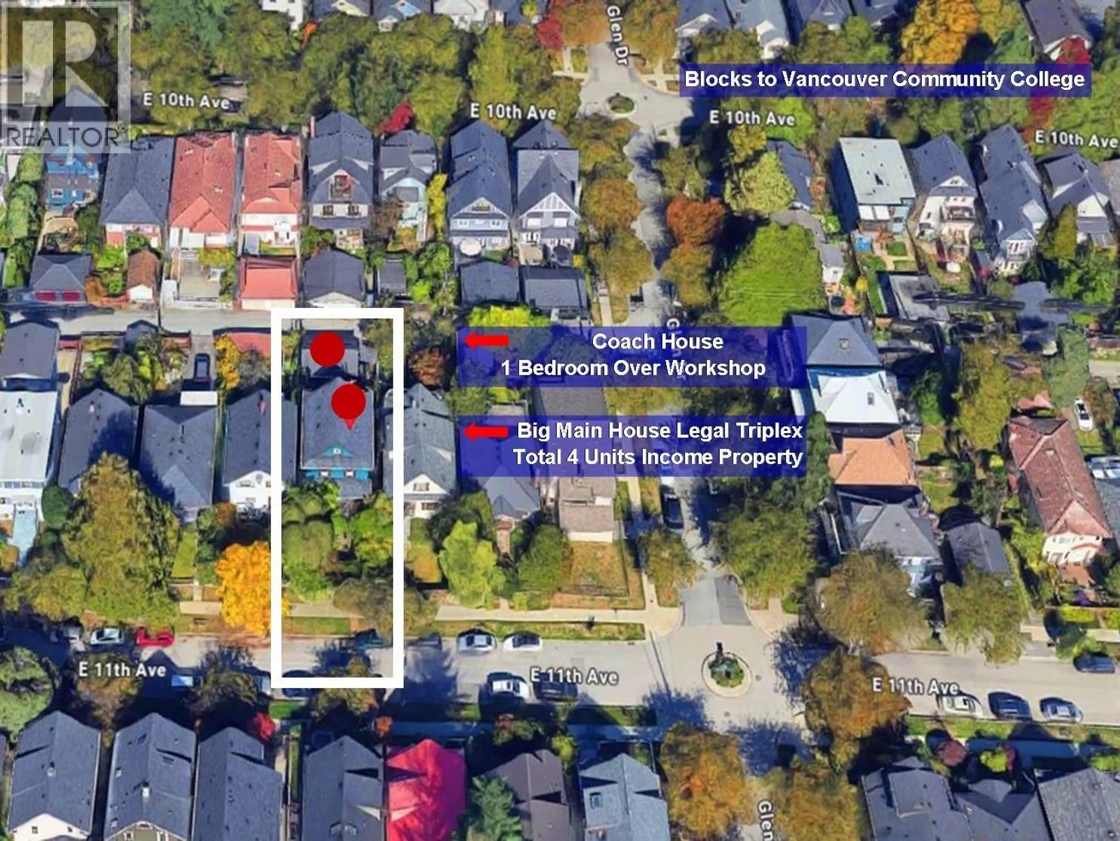A pic from outside/outdoor area/front of a property/back of a property/a pic from drone, street for 1055 11TH AVENUE, Vancouver British Columbia V5T2G1