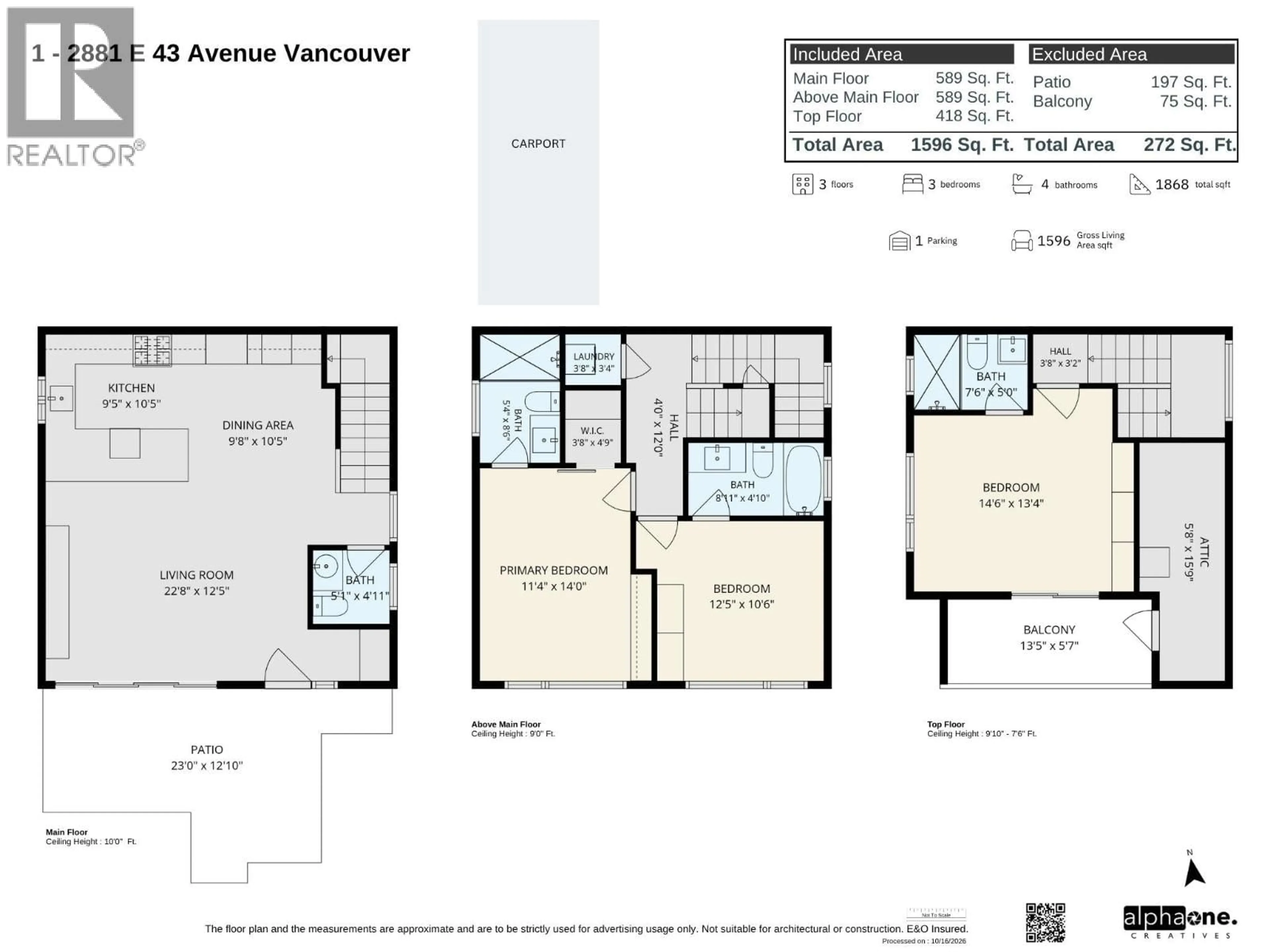 Floor plan for 1 - 2879 43 AVENUE, Vancouver British Columbia V5R2Z1