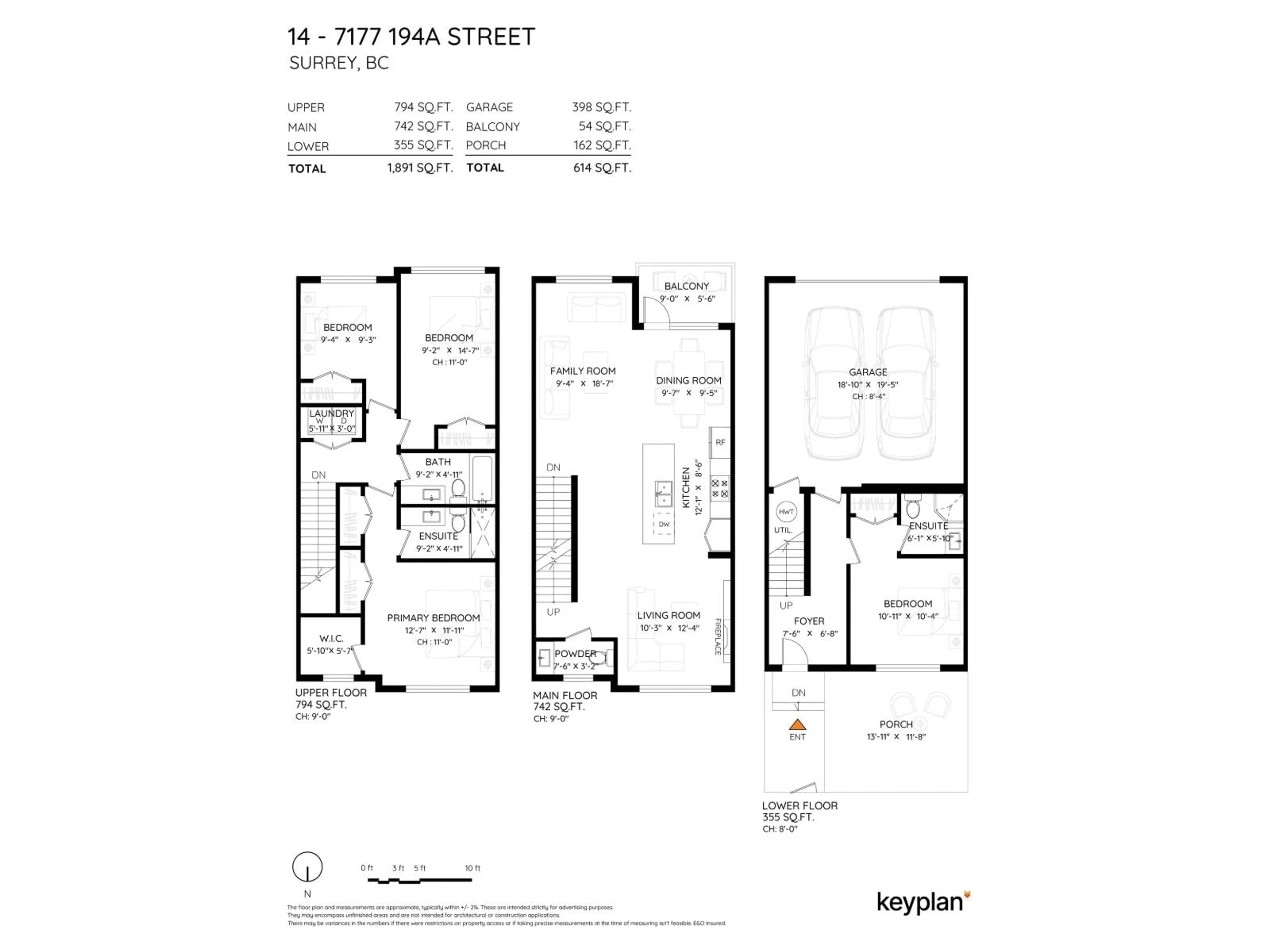 Floor plan for 14 - 7177 194A STREET, Surrey British Columbia V4N6V6