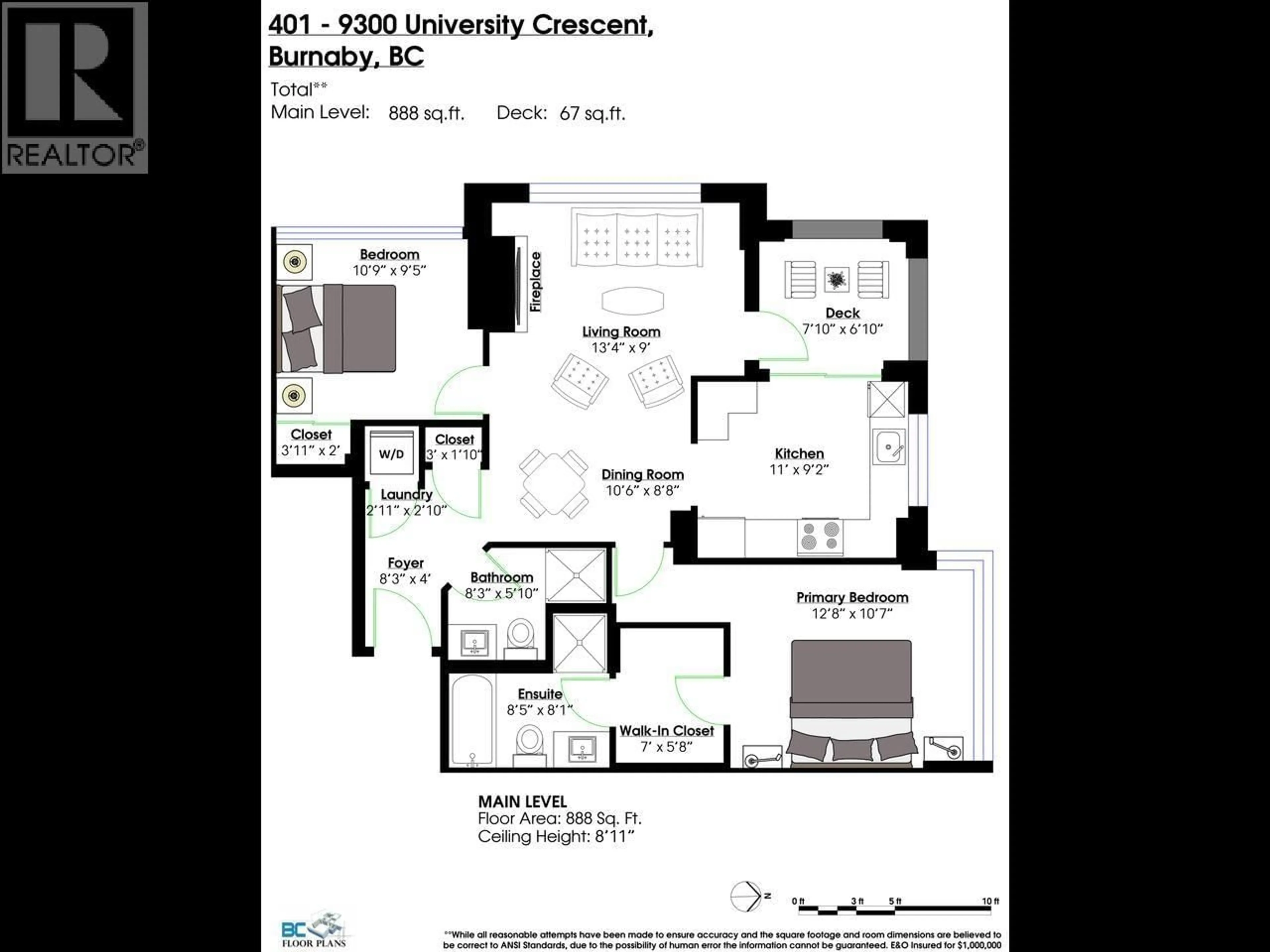 Floor plan for 401 - 9300 UNIVERSITY CRESCENT, Burnaby British Columbia V5A4X9