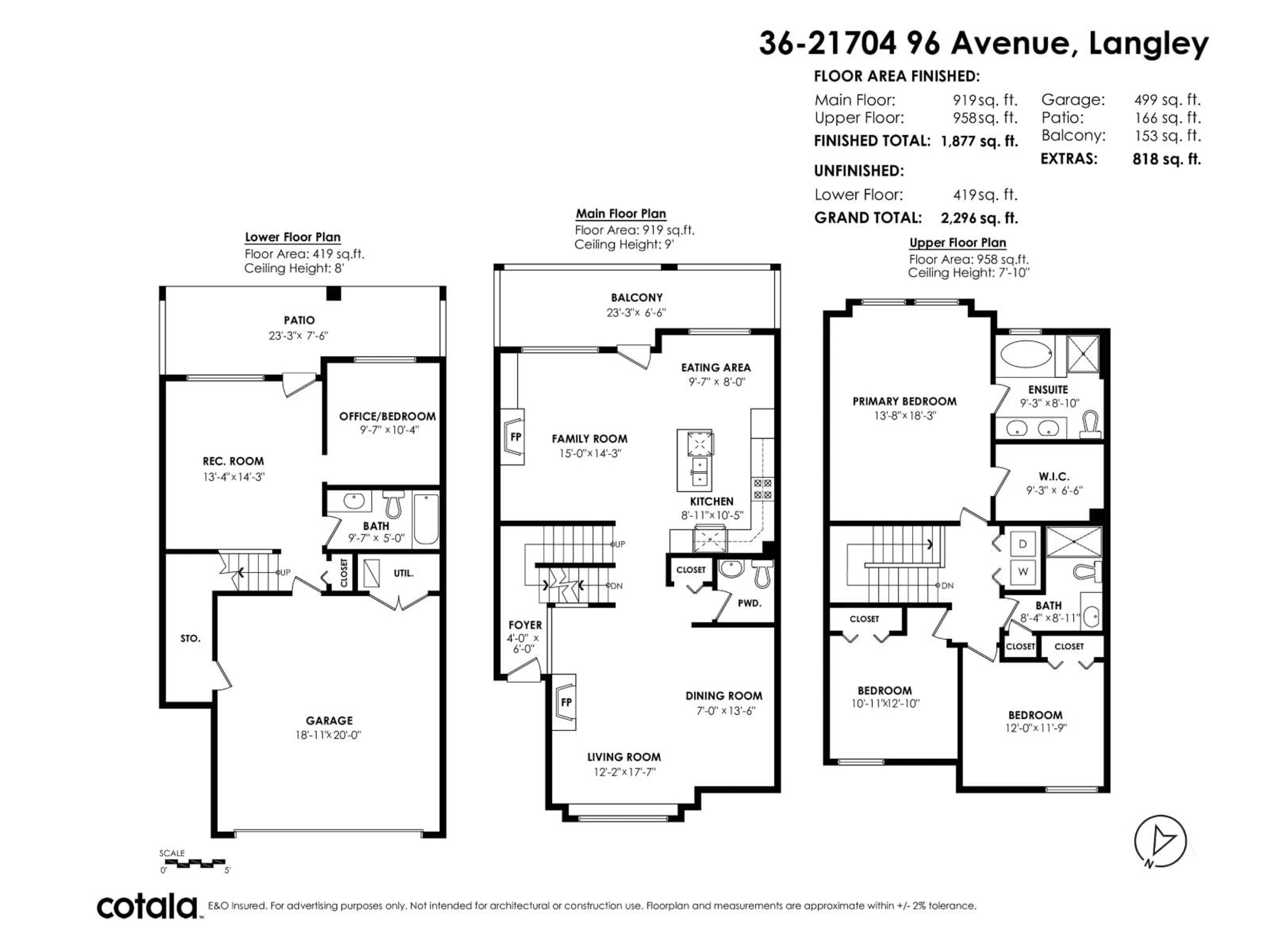 Floor plan for 36 - 21704 96 AVENUE, Langley British Columbia V1M0A8
