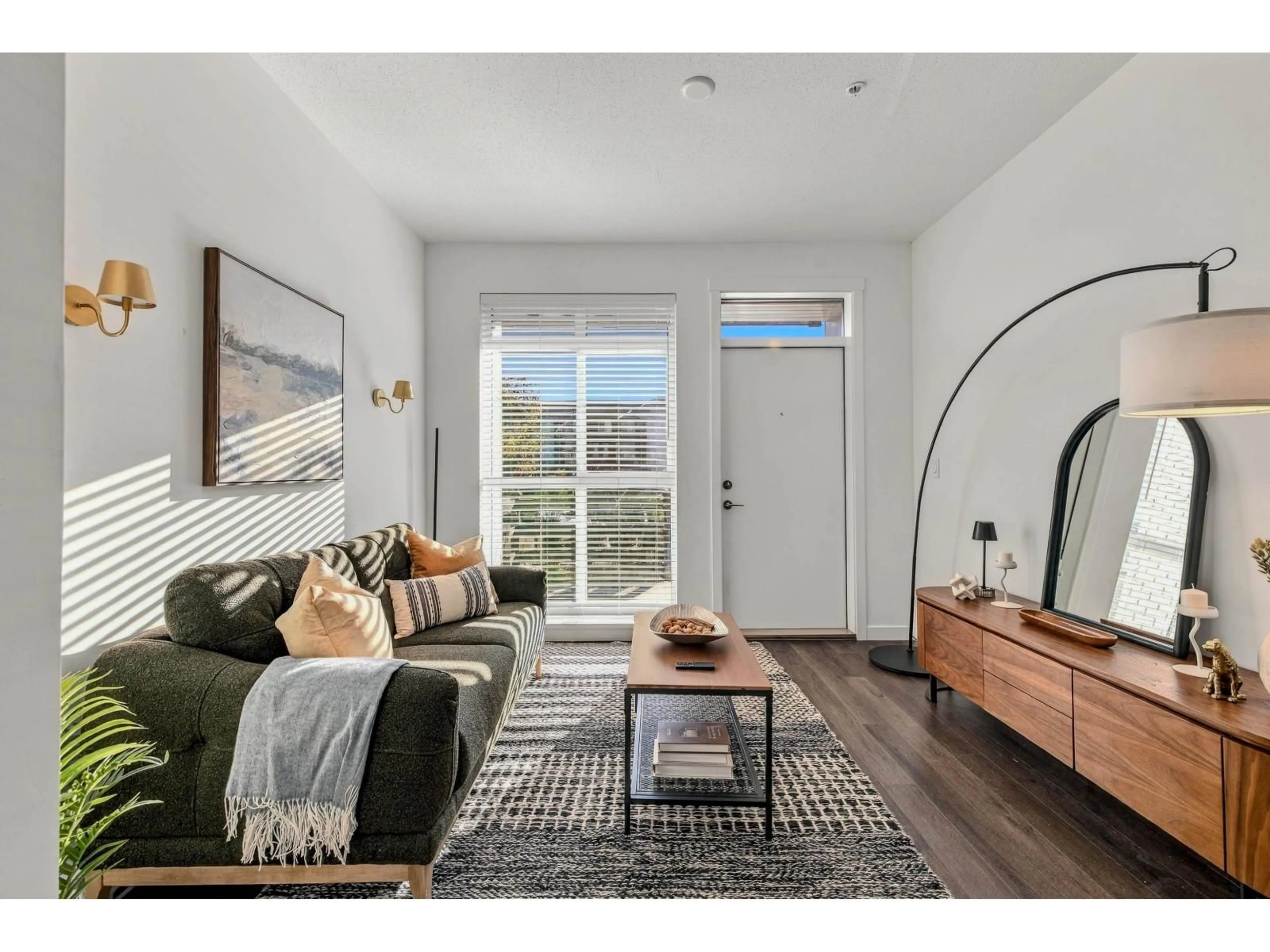 Living room with furniture, wood/laminate floor for 129 - 8509 158 STREET, Surrey British Columbia V4N6Y6