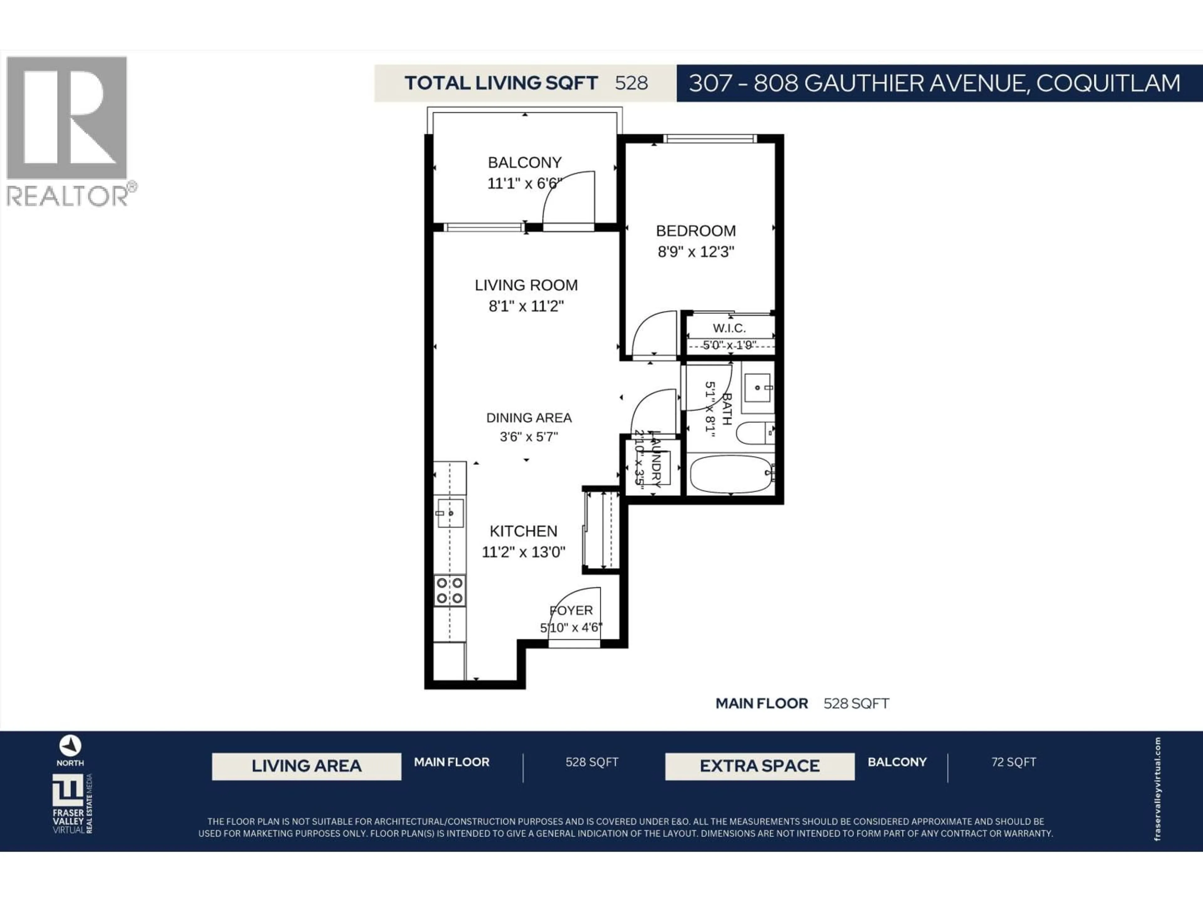 Floor plan for 307 - 808 GAUTHIER AVENUE, Coquitlam British Columbia V3K1R9