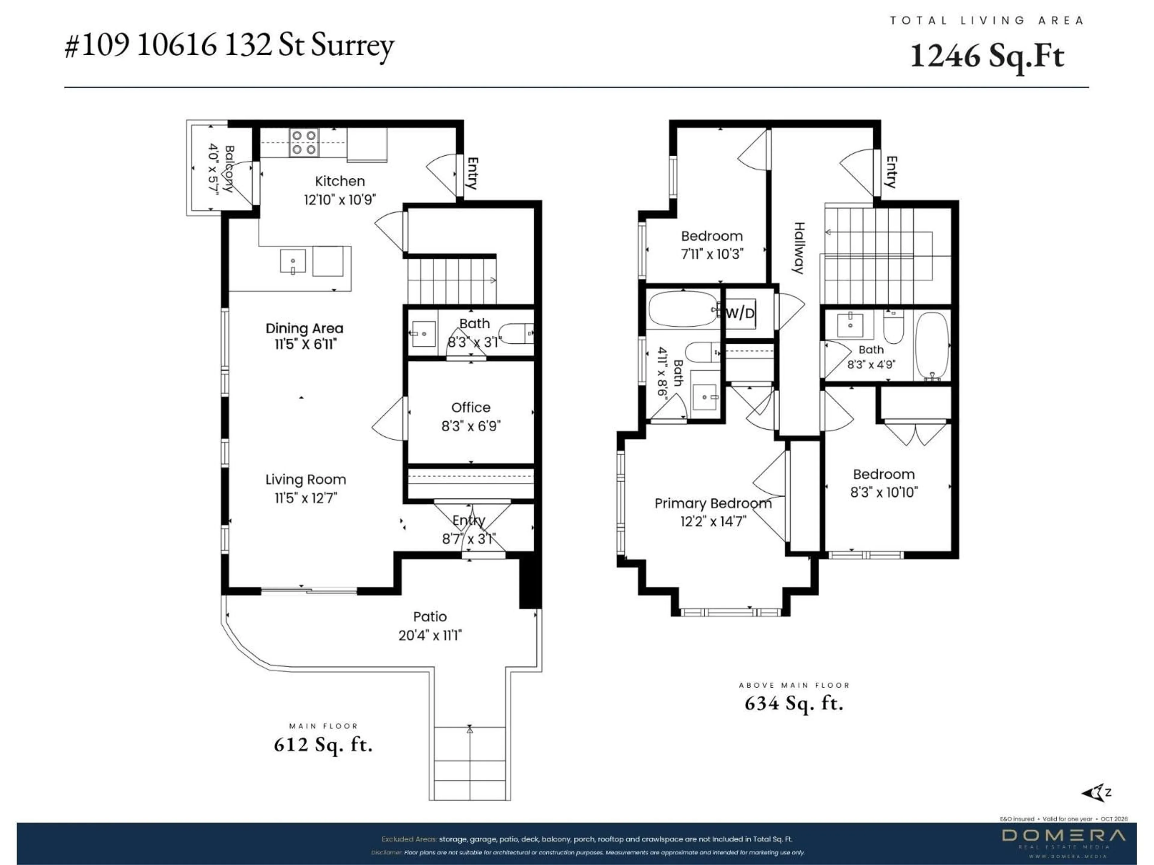 Floor plan for 109 - 10616 132 STREET, Surrey British Columbia V3T0T3